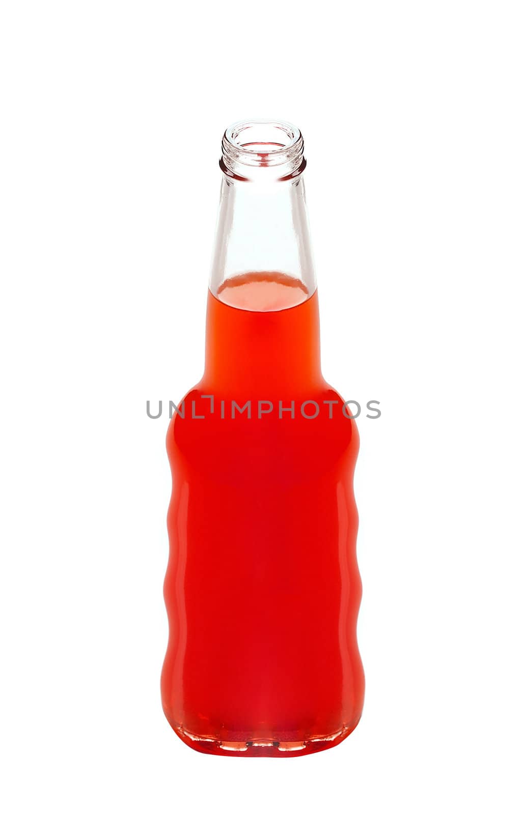 bottle of strawberry juice isolated on white