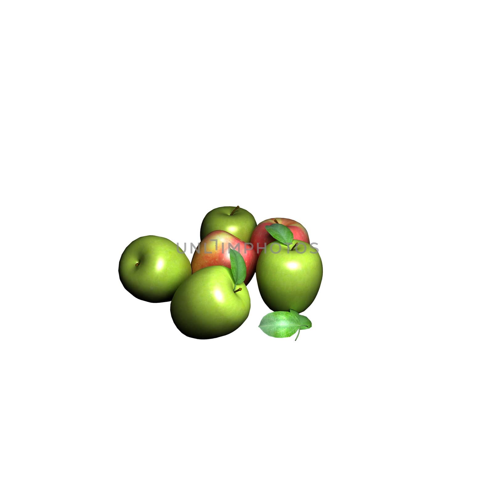 the three-color apples 3d rendering