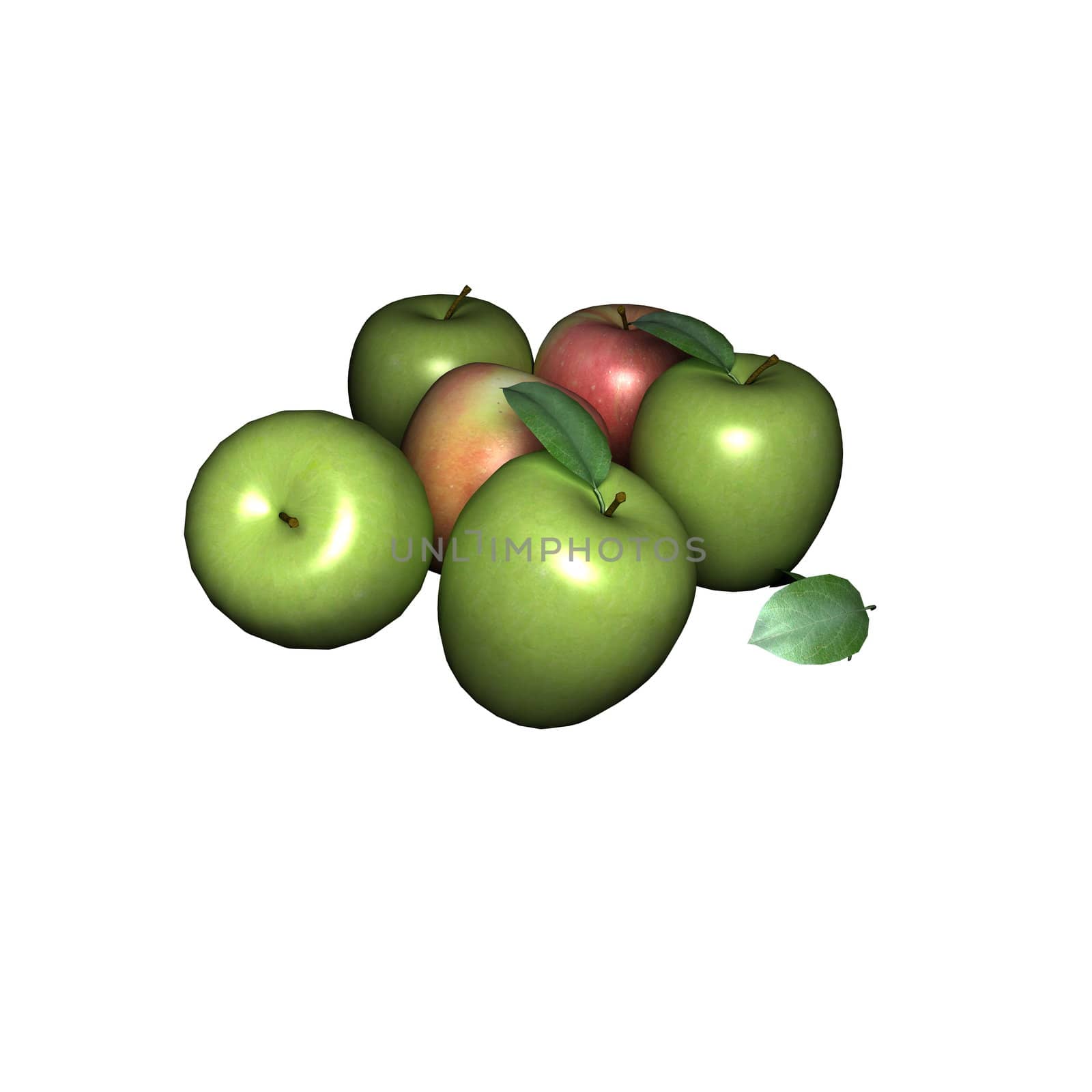 the three-color apples 3d rendering