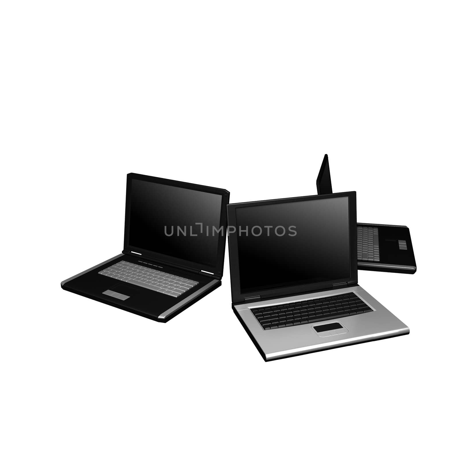 black laptops 3d model by ozaiachin