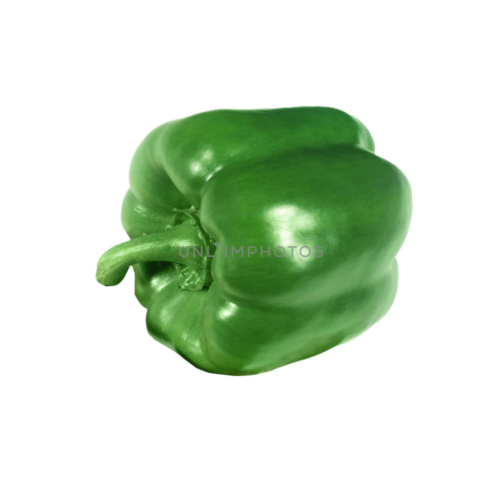 fresh green paprika isolated on white by ozaiachin