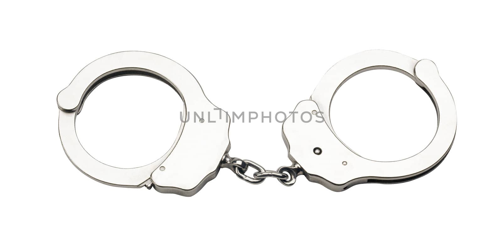 Metal handcuffs for hands on a white background by ozaiachin
