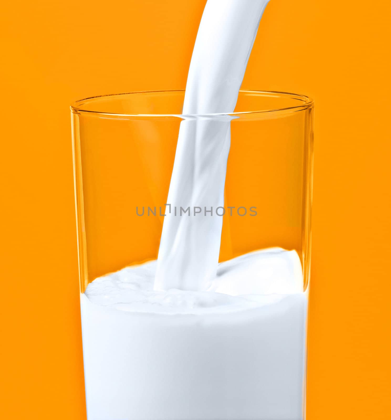 pouring milk in a glass isolated