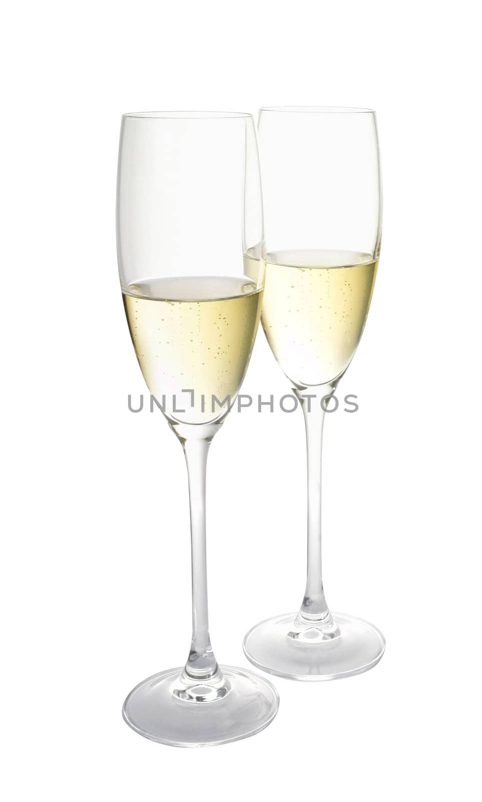 Two glasses of champagne. Isolated