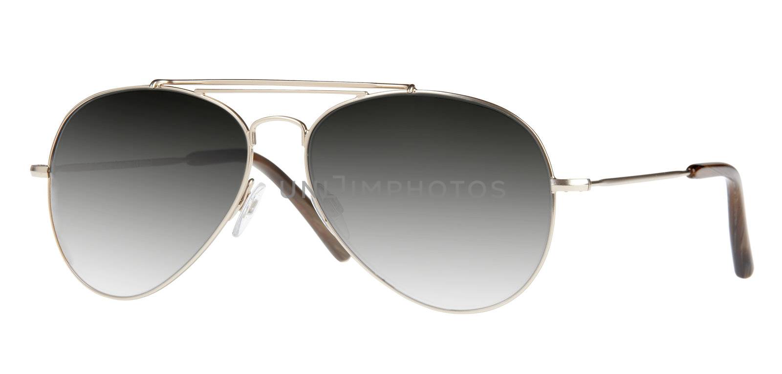Mirrored aviator sunglasses isolated on white