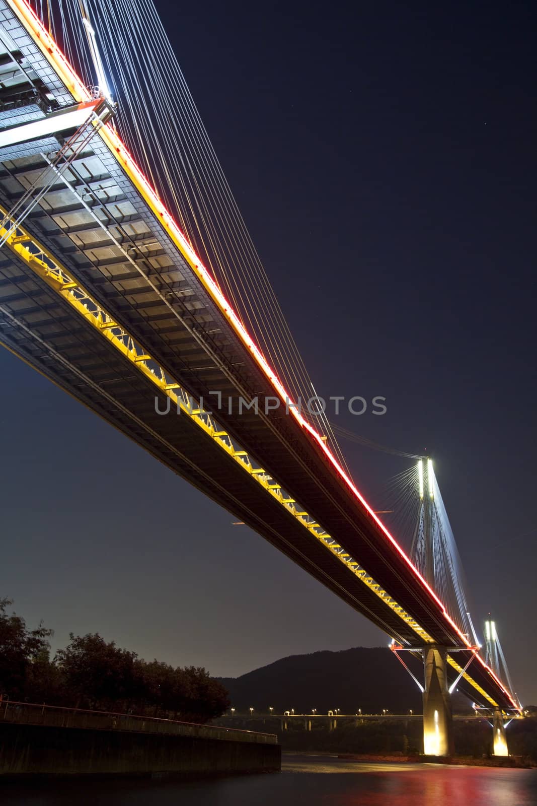 Ting Kau Bridge in Hong Kong at night by kawing921