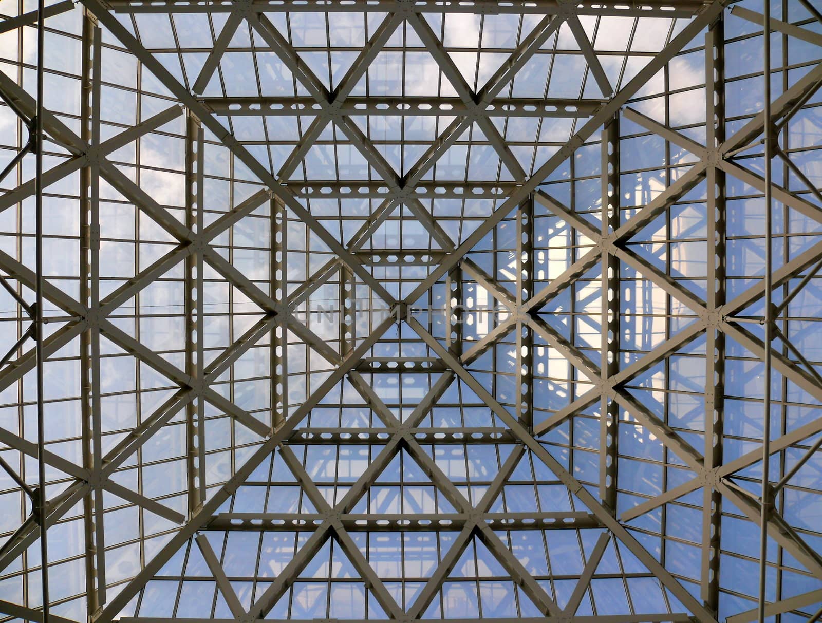 Glass roof in modern office building