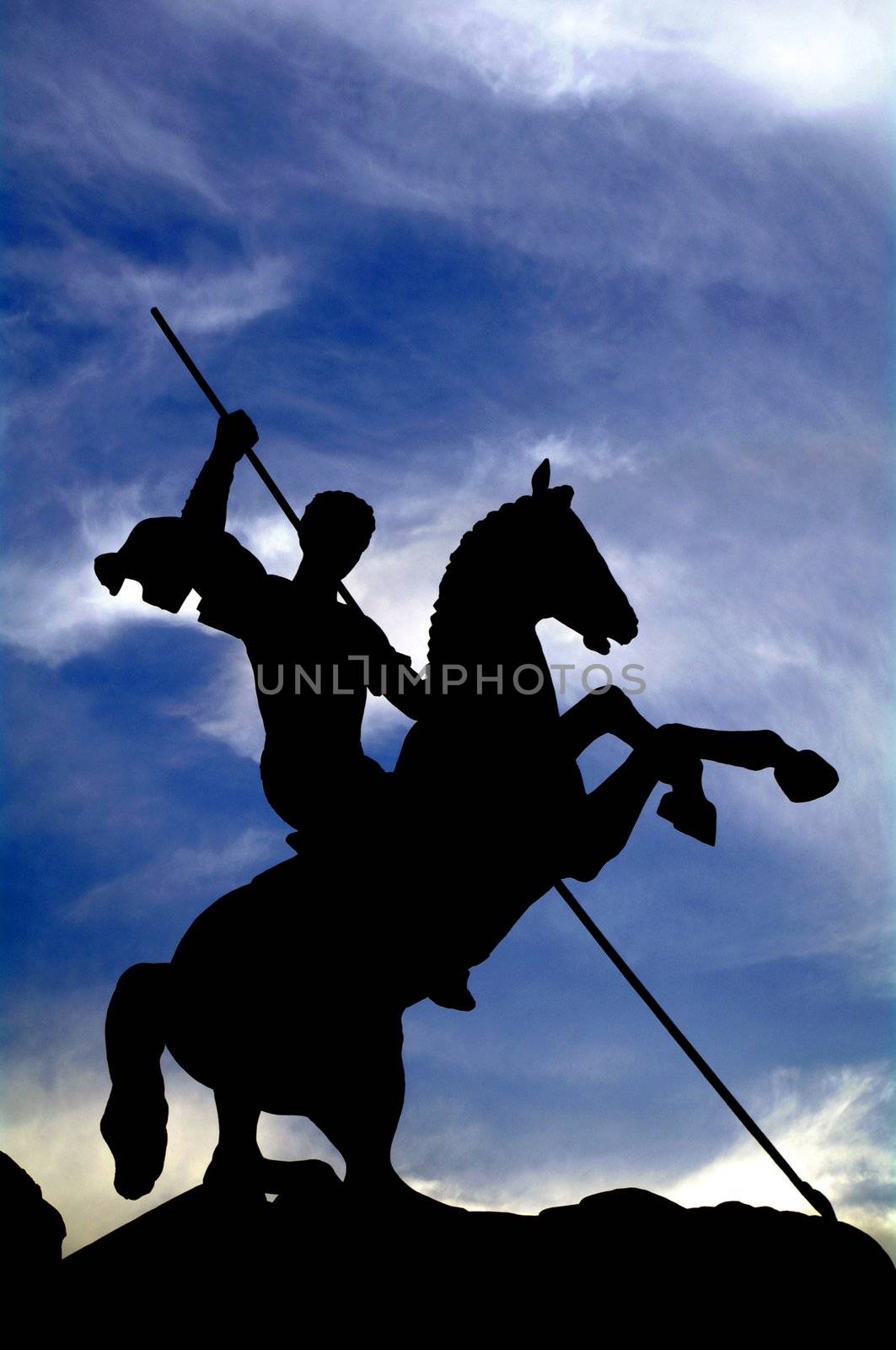 Silhouette of saint george victorious in Victory park, moscow, Russia