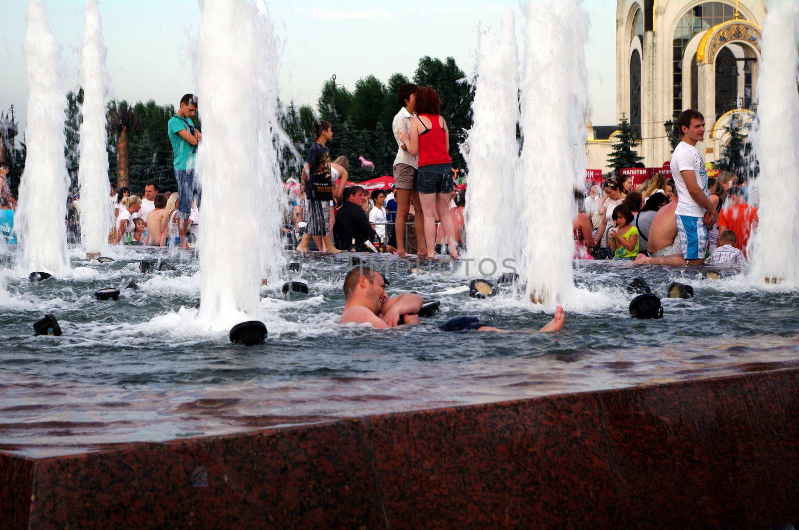 Moscow, Russia - June 26, 2010: Summer day. Peoples have fun in youth day celebration on June 26, 2010 at victory park in Moscow, Russia