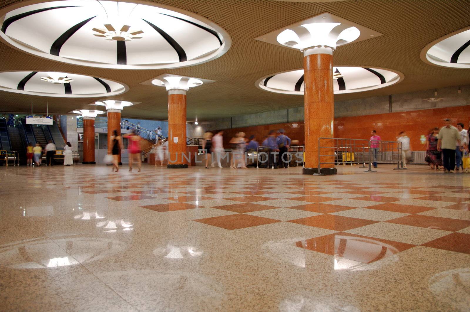 Peoples in Moscow metro station Park Pobedy