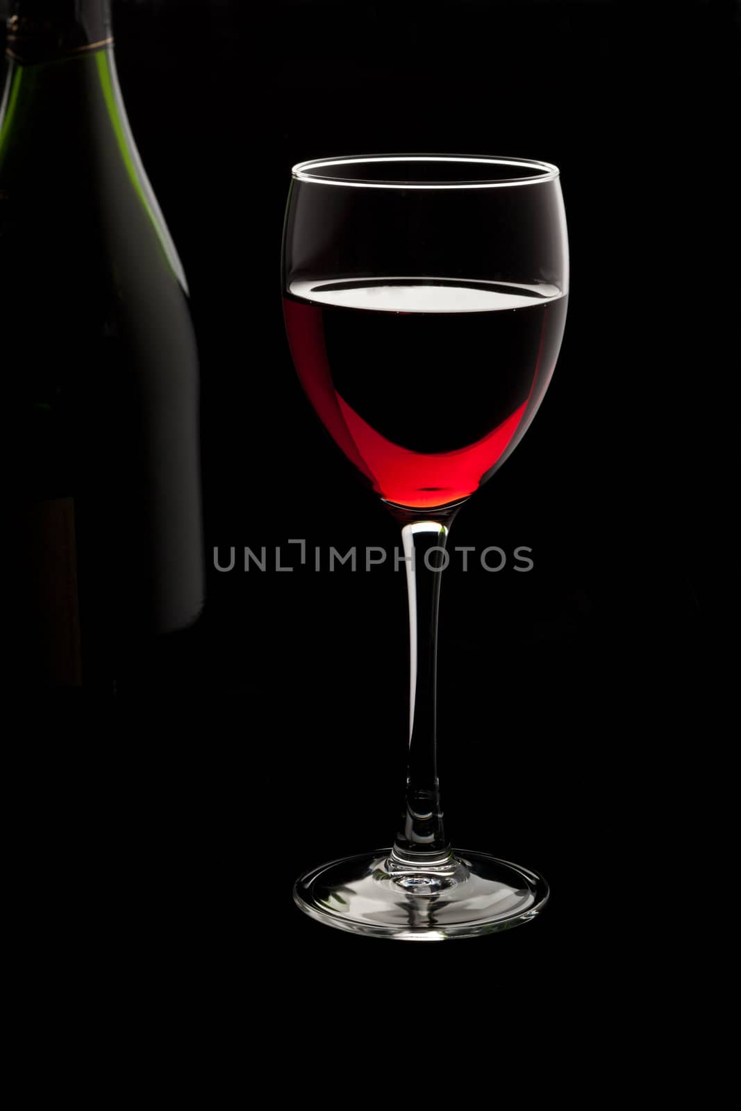 food series: red wine in glass and bottle