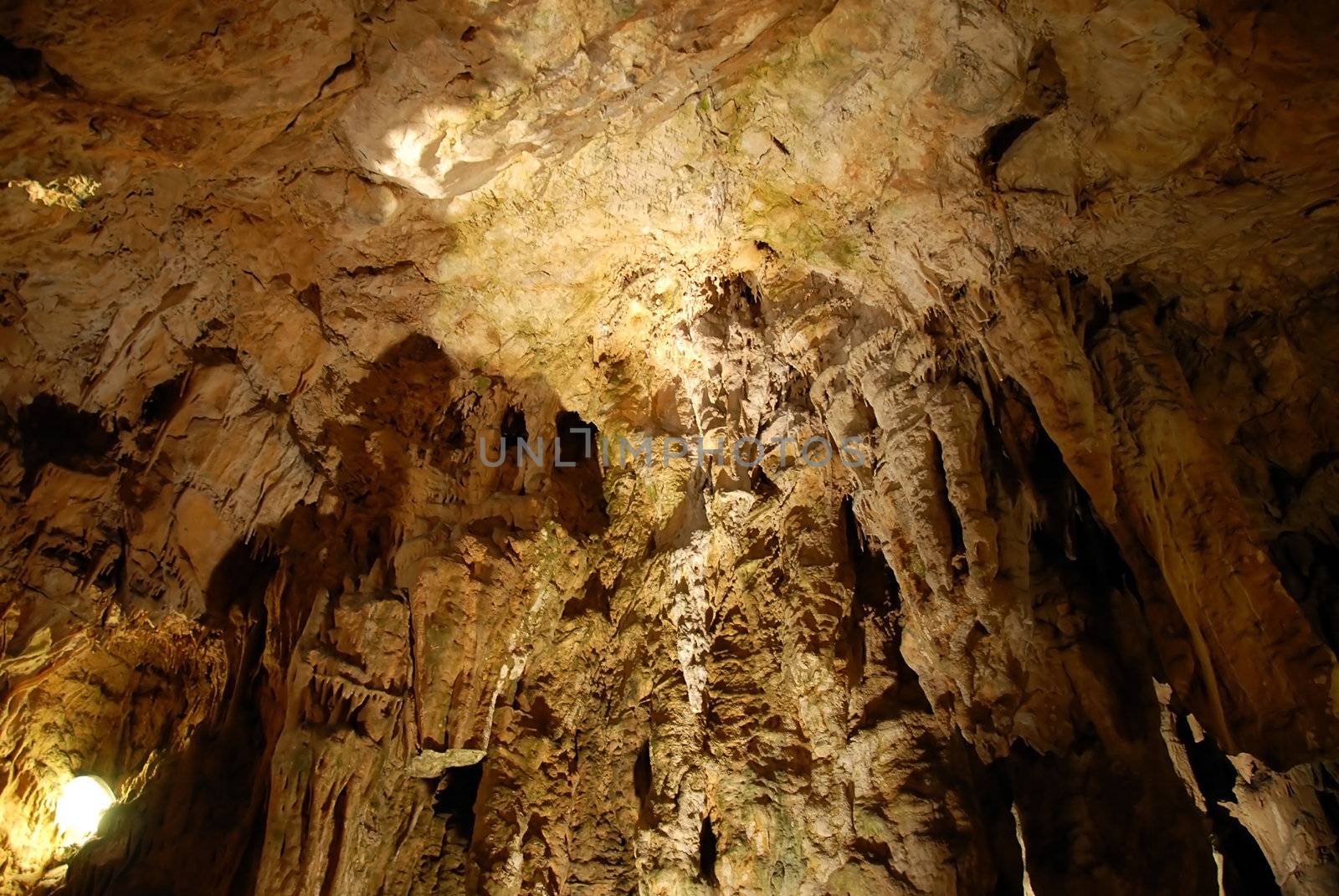 stalactites and stalagmites in Resava Cave in Serbia