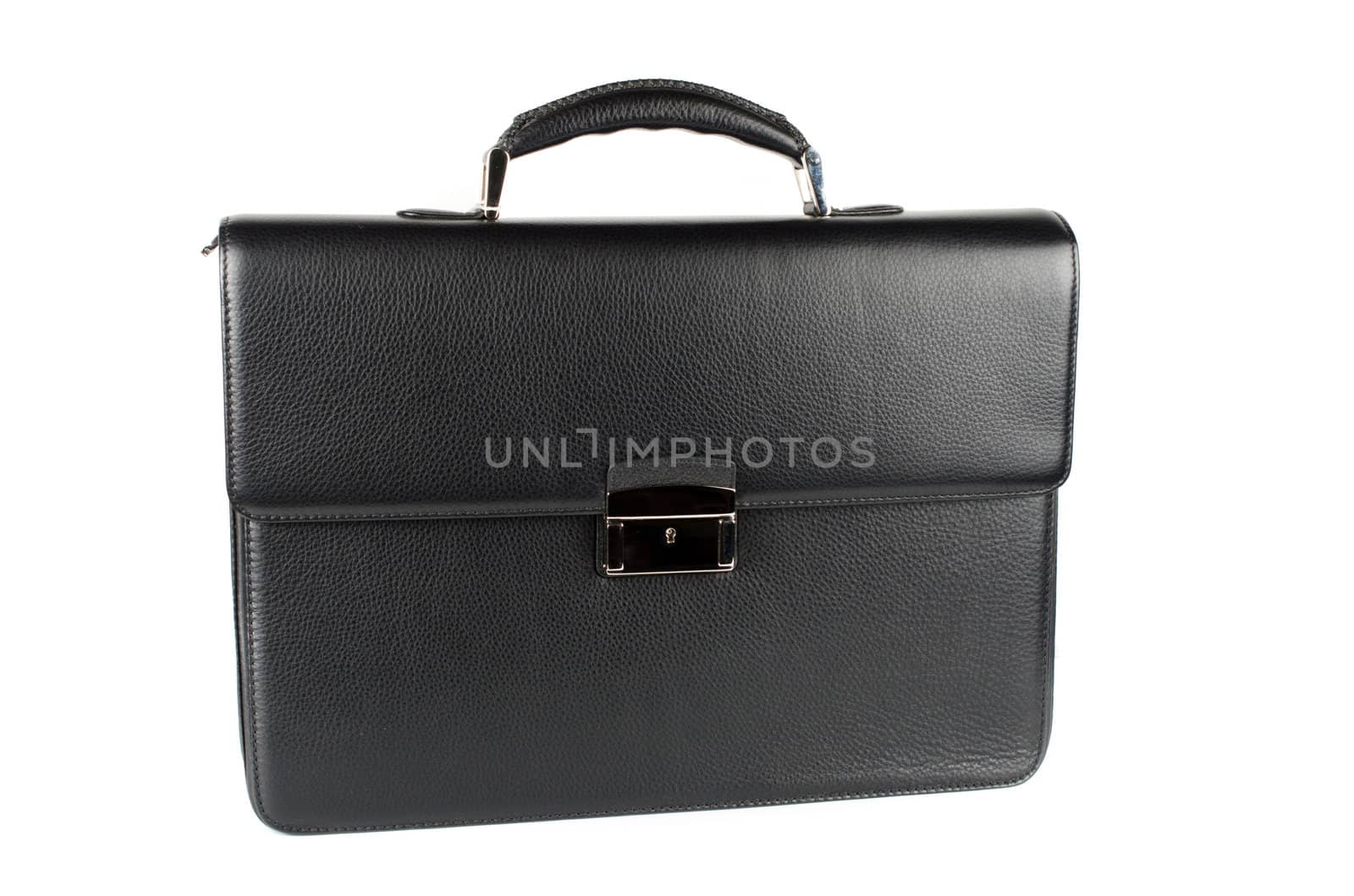 black male briefcase isolated on white background