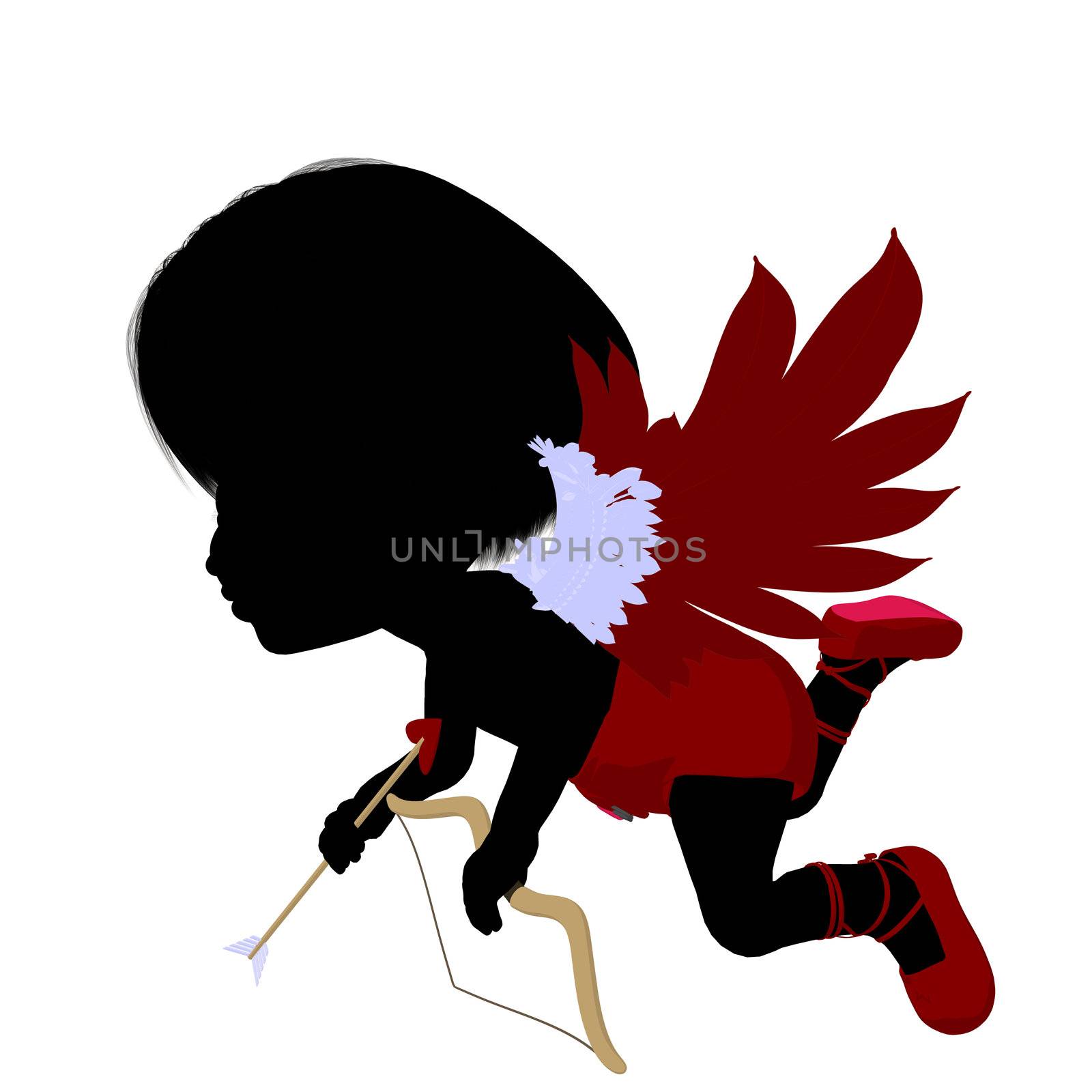 Little Cupid Girl Illustration Silhouette by kathygold