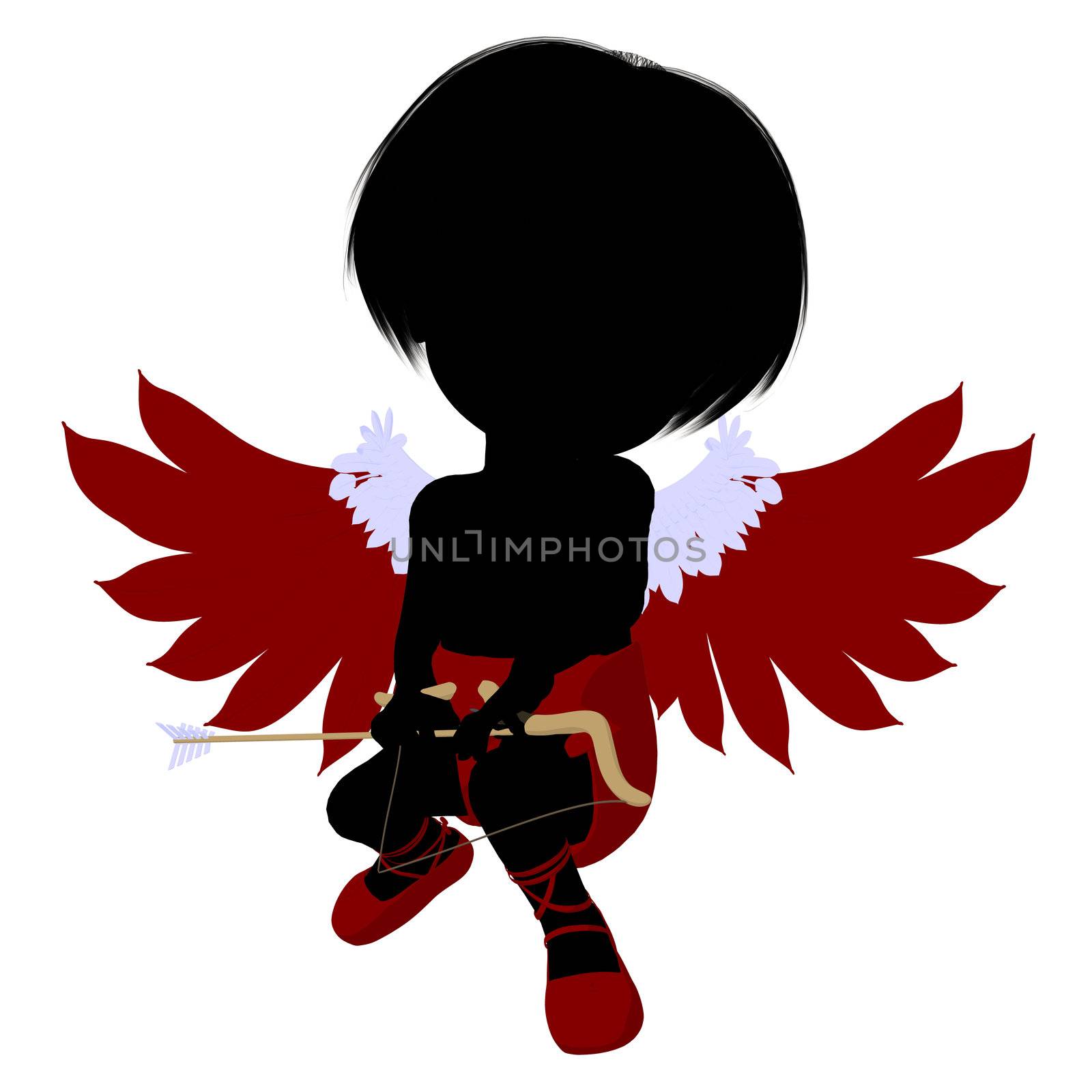 Little Cupid Girl Illustration Silhouette by kathygold