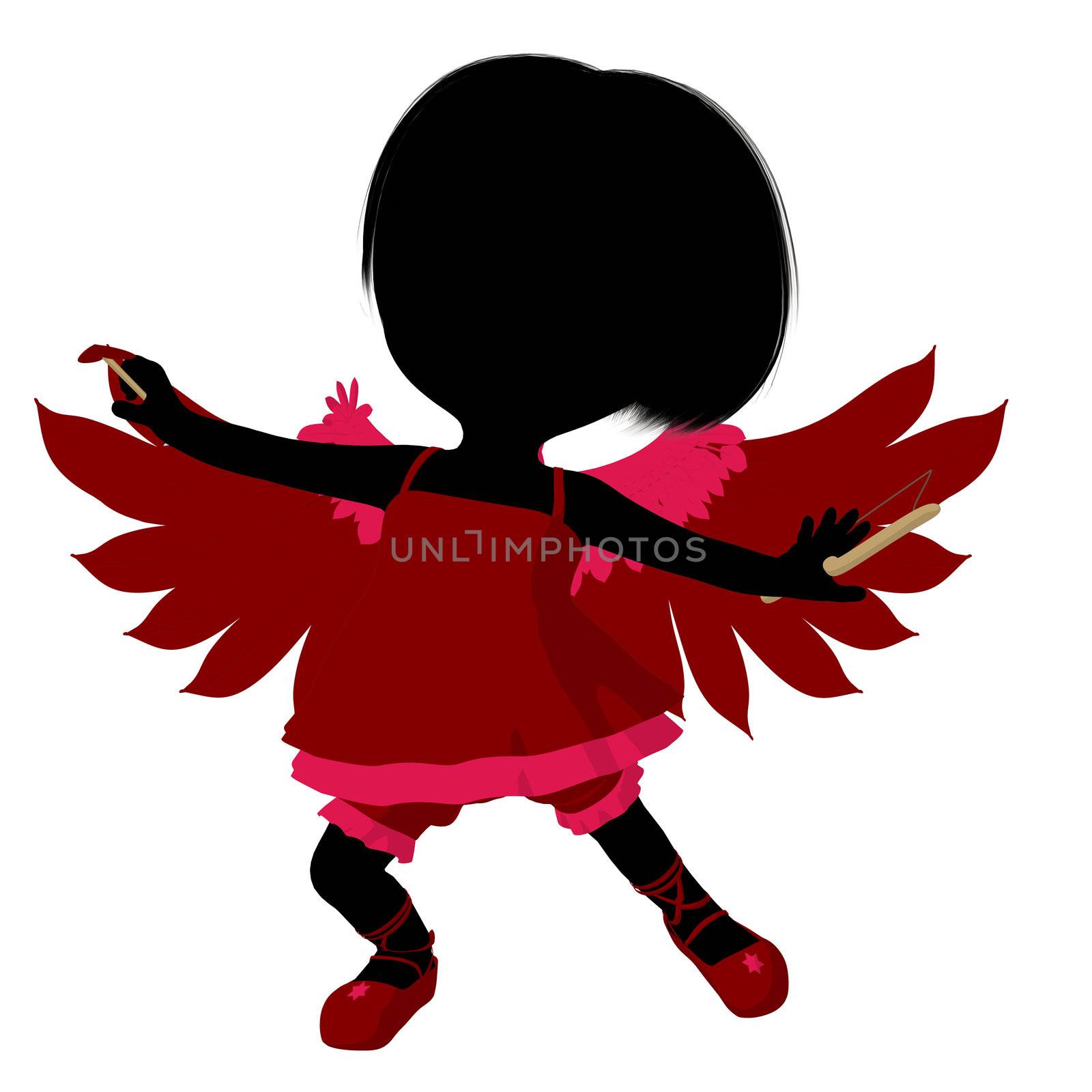 Little Cupid Girl Illustration Silhouette by kathygold