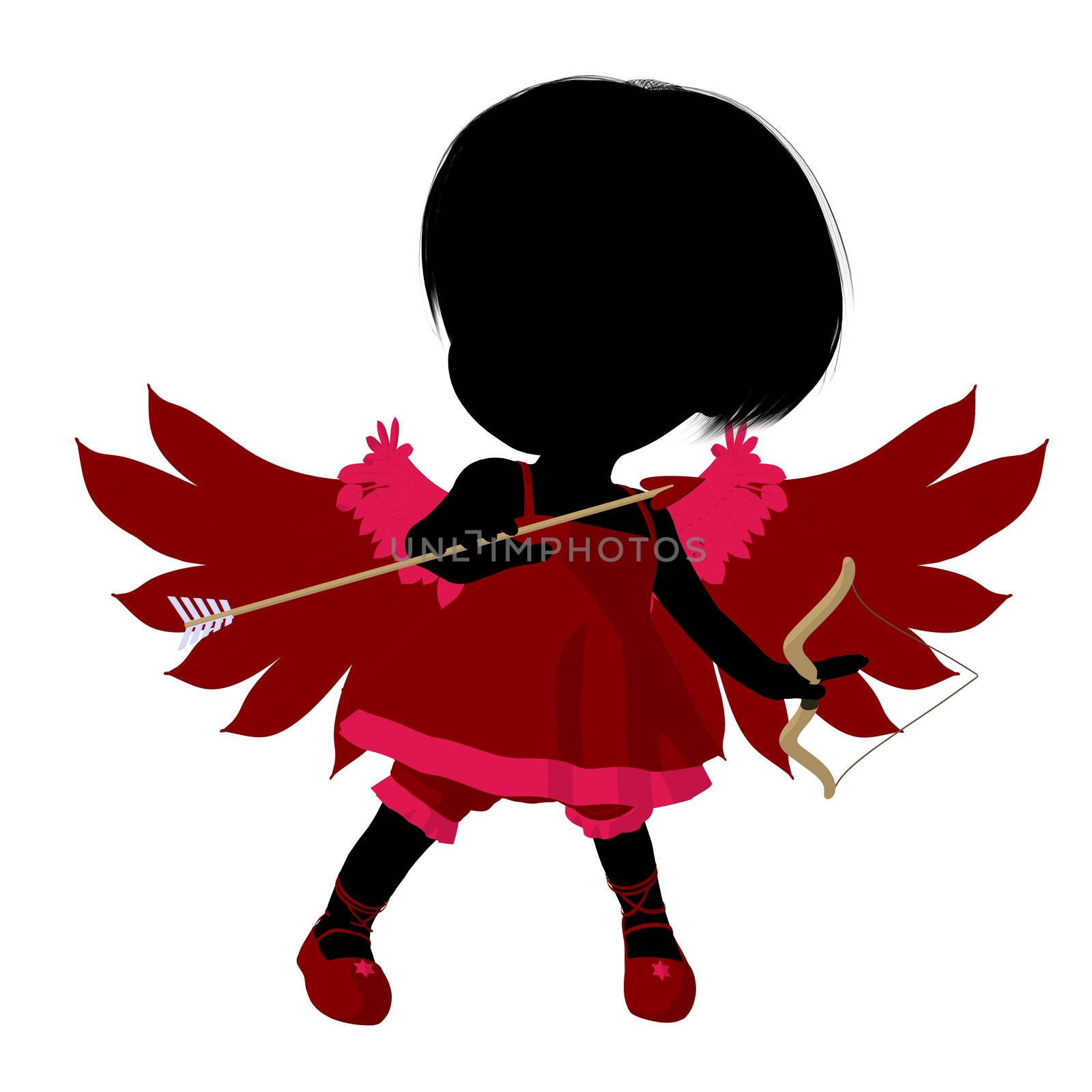 Little Cupid Girl Illustration Silhouette by kathygold