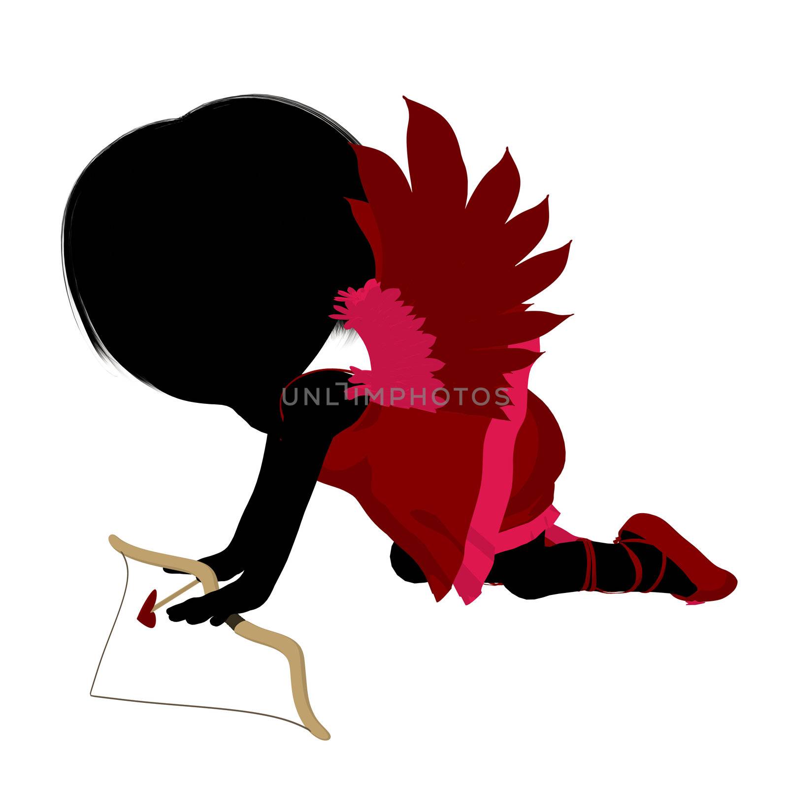 Little Cupid Girl Illustration Silhouette by kathygold