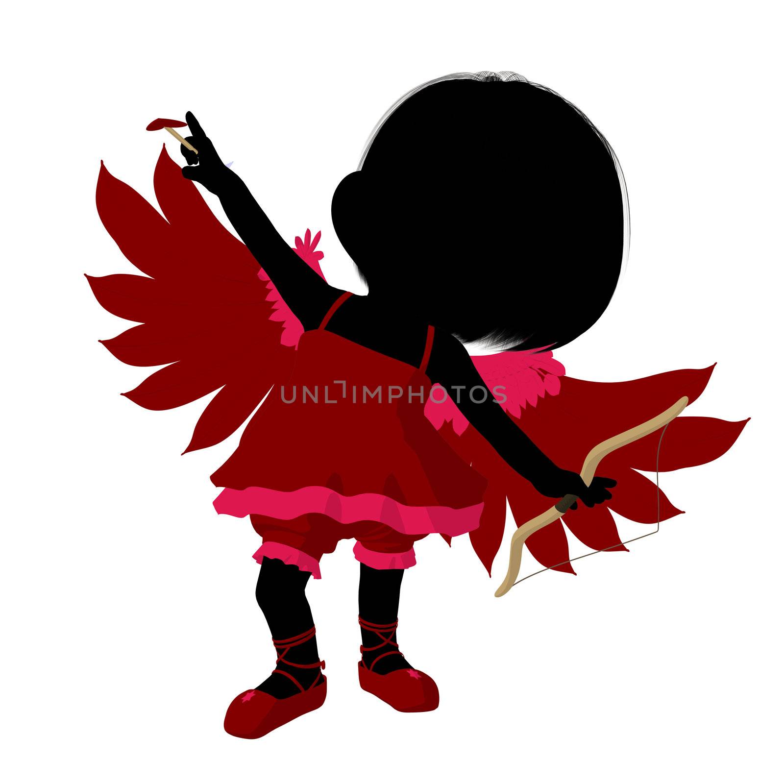 Little Cupid Girl Illustration Silhouette by kathygold