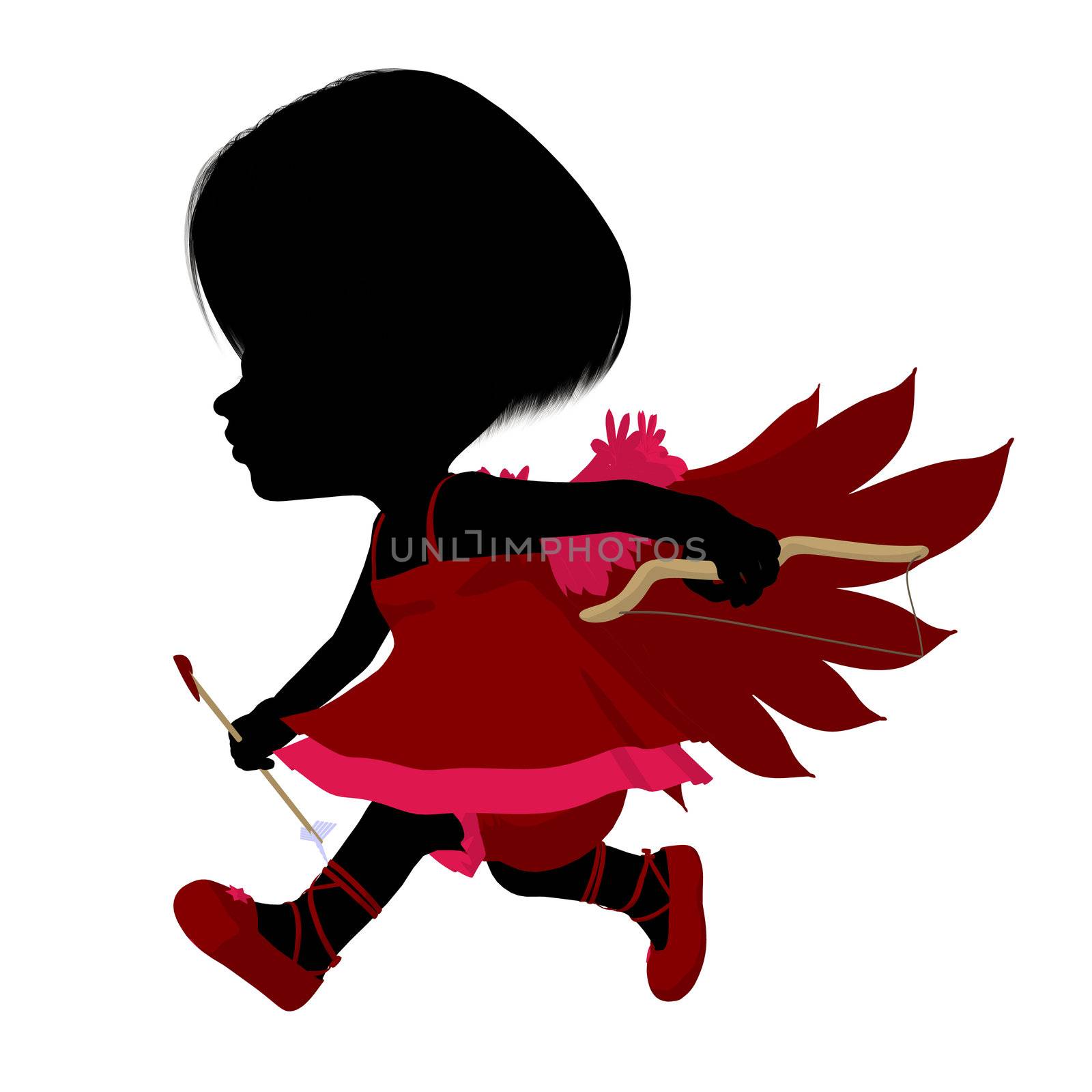 Little Cupid Girl Illustration Silhouette by kathygold