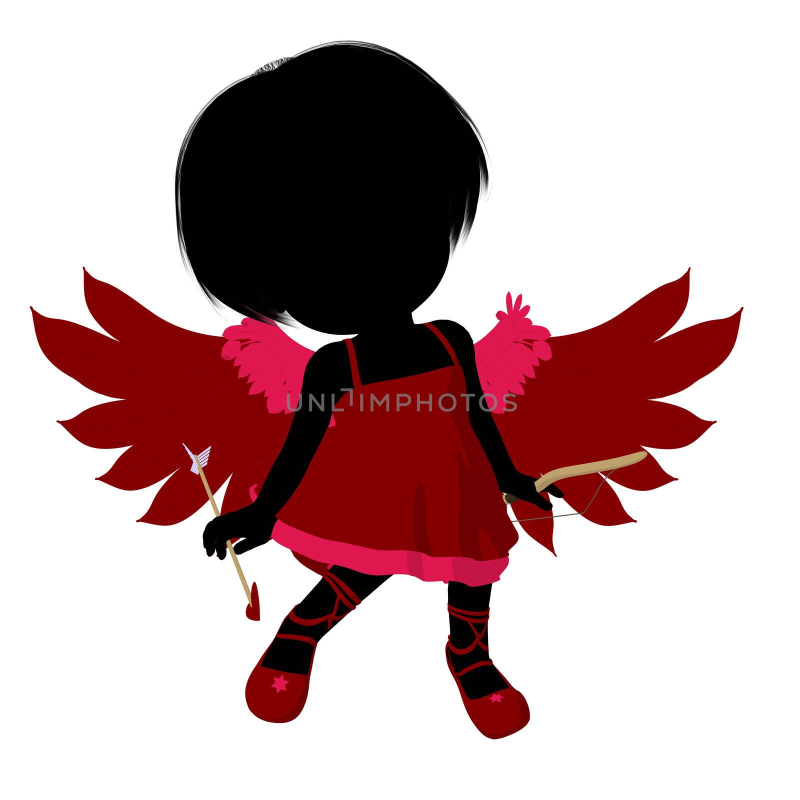 Little Cupid Girl Illustration Silhouette by kathygold