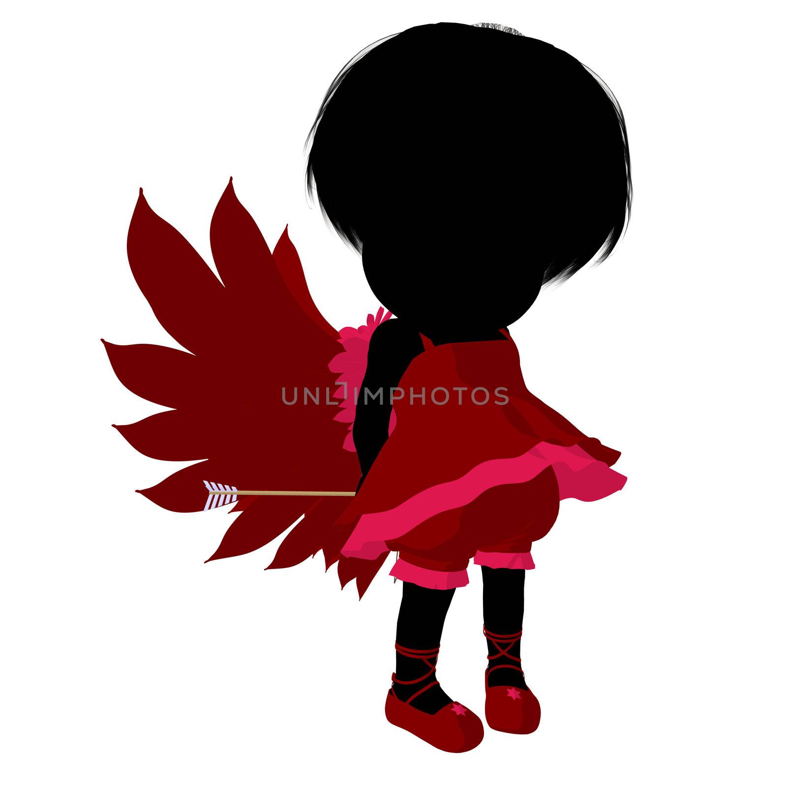 Little Cupid Girl Illustration Silhouette by kathygold