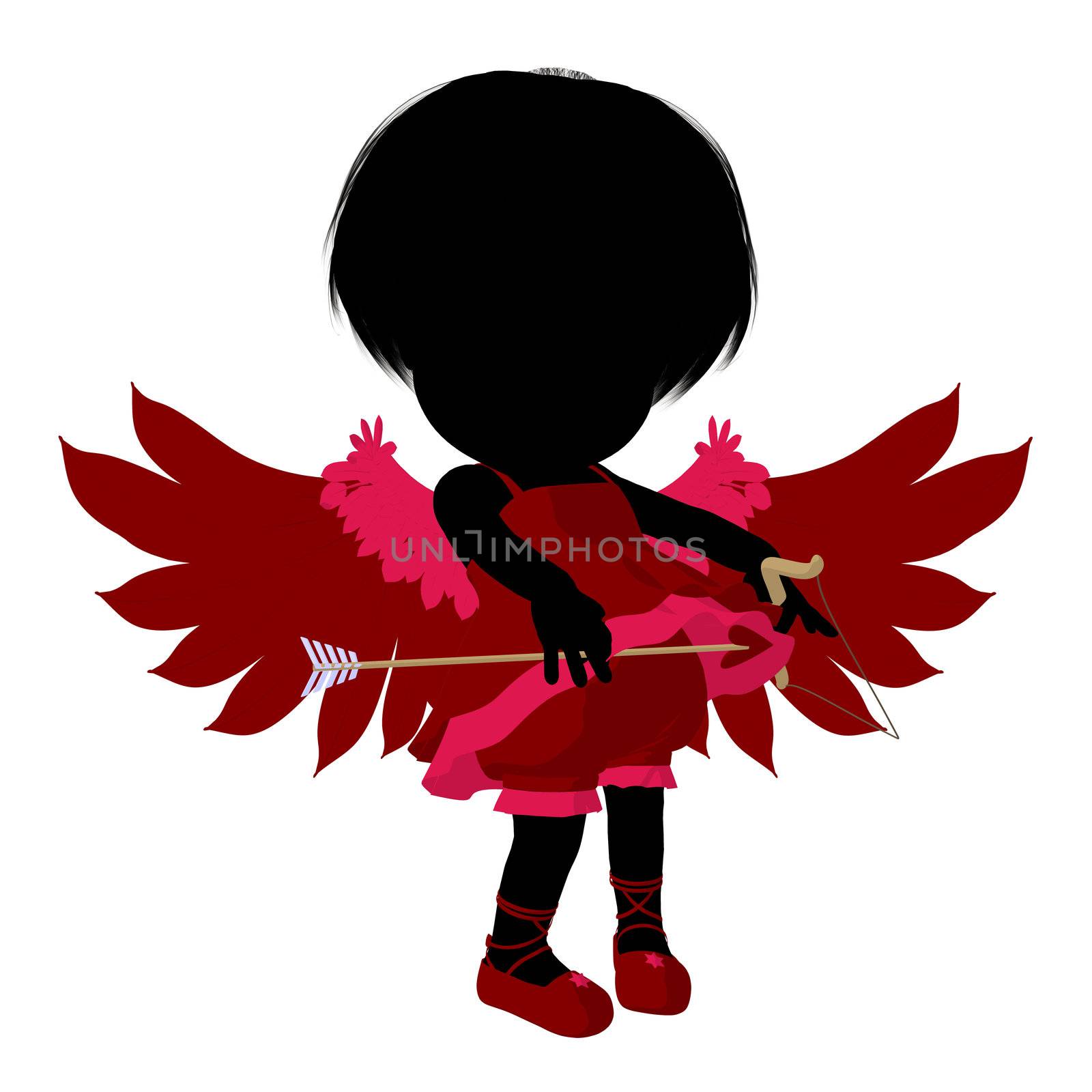 Little Cupid Girl Illustration Silhouette by kathygold