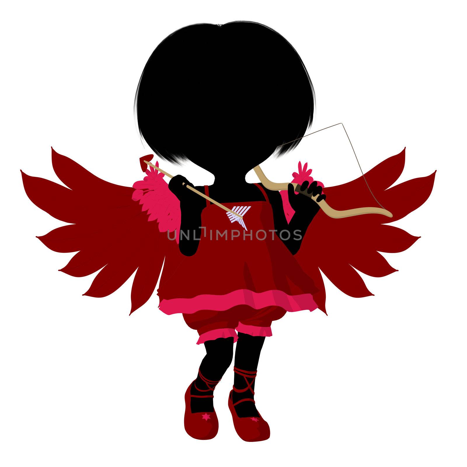 Little Cupid Girl Illustration Silhouette by kathygold