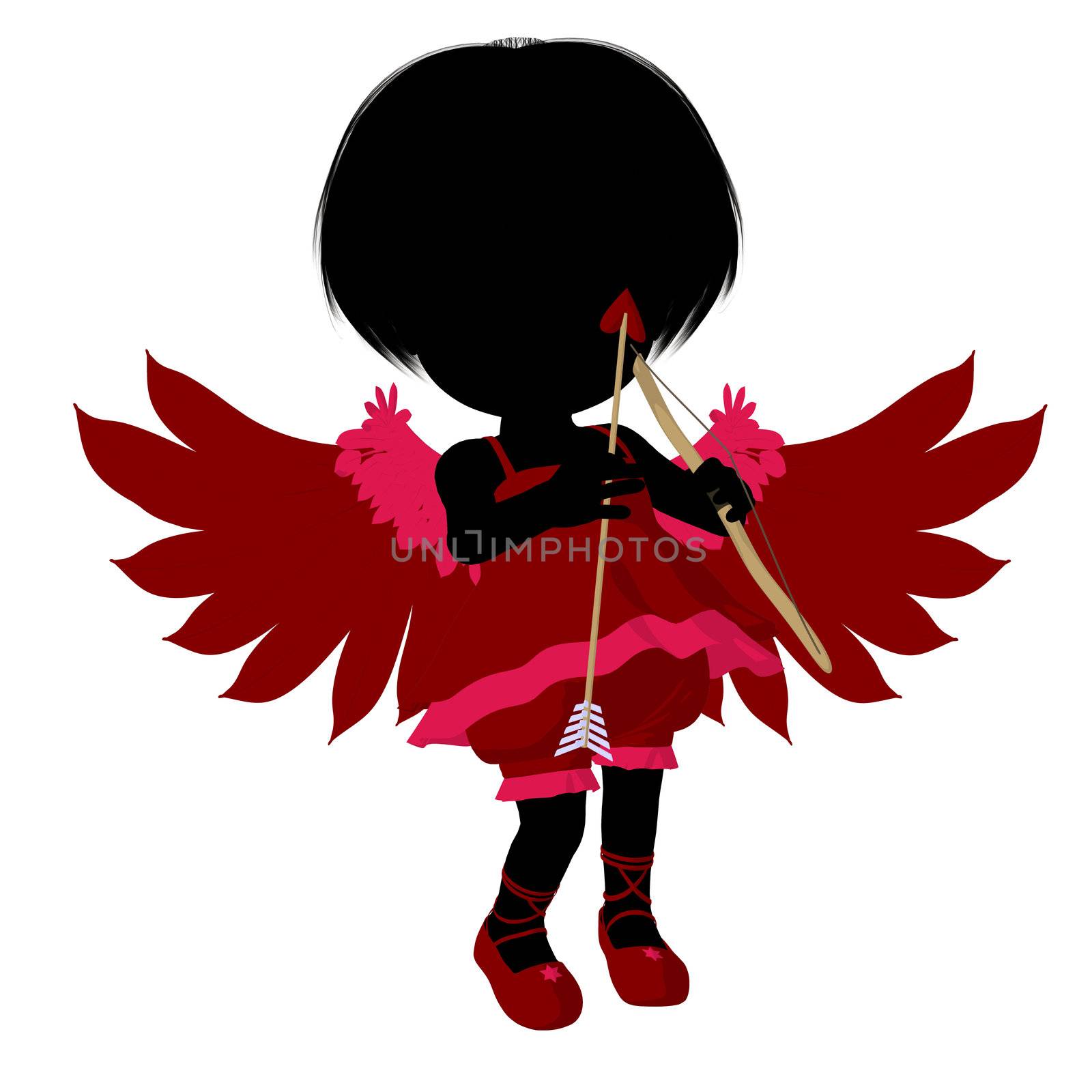 Little Cupid Girl Illustration Silhouette by kathygold