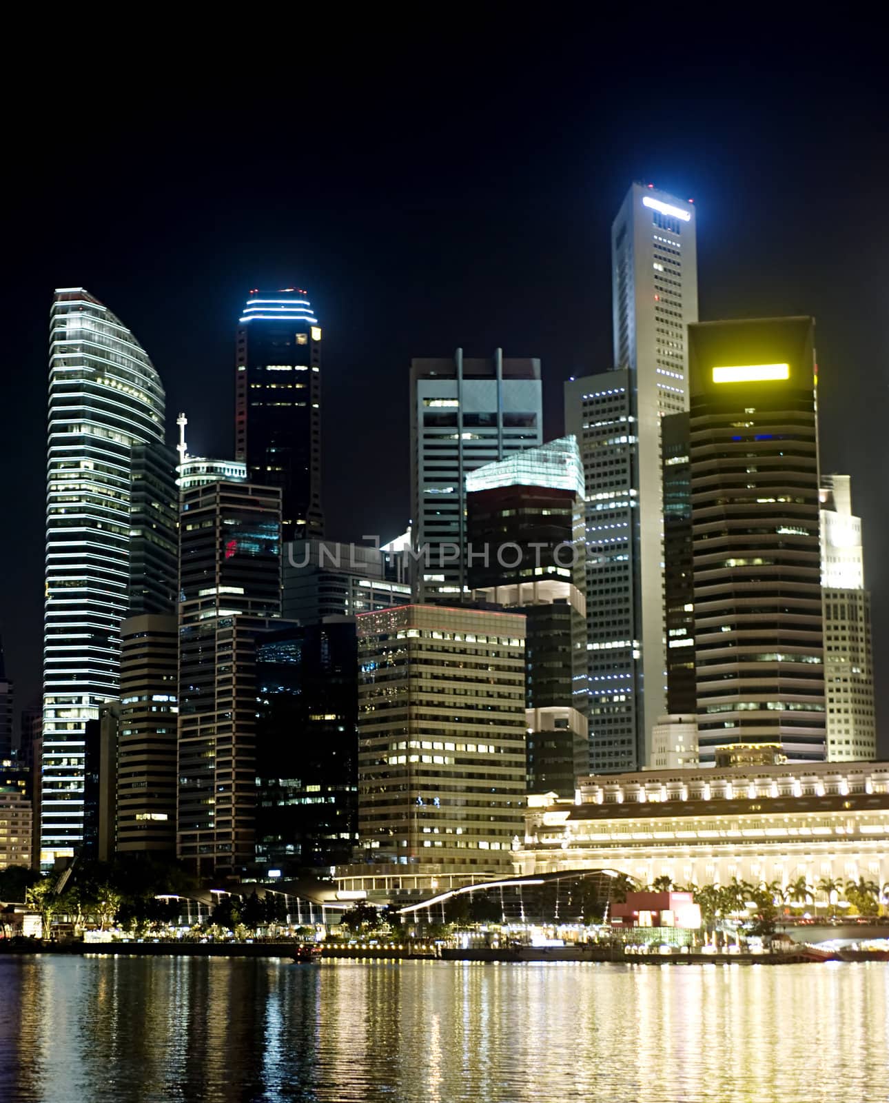 Business center of Singapore at night 