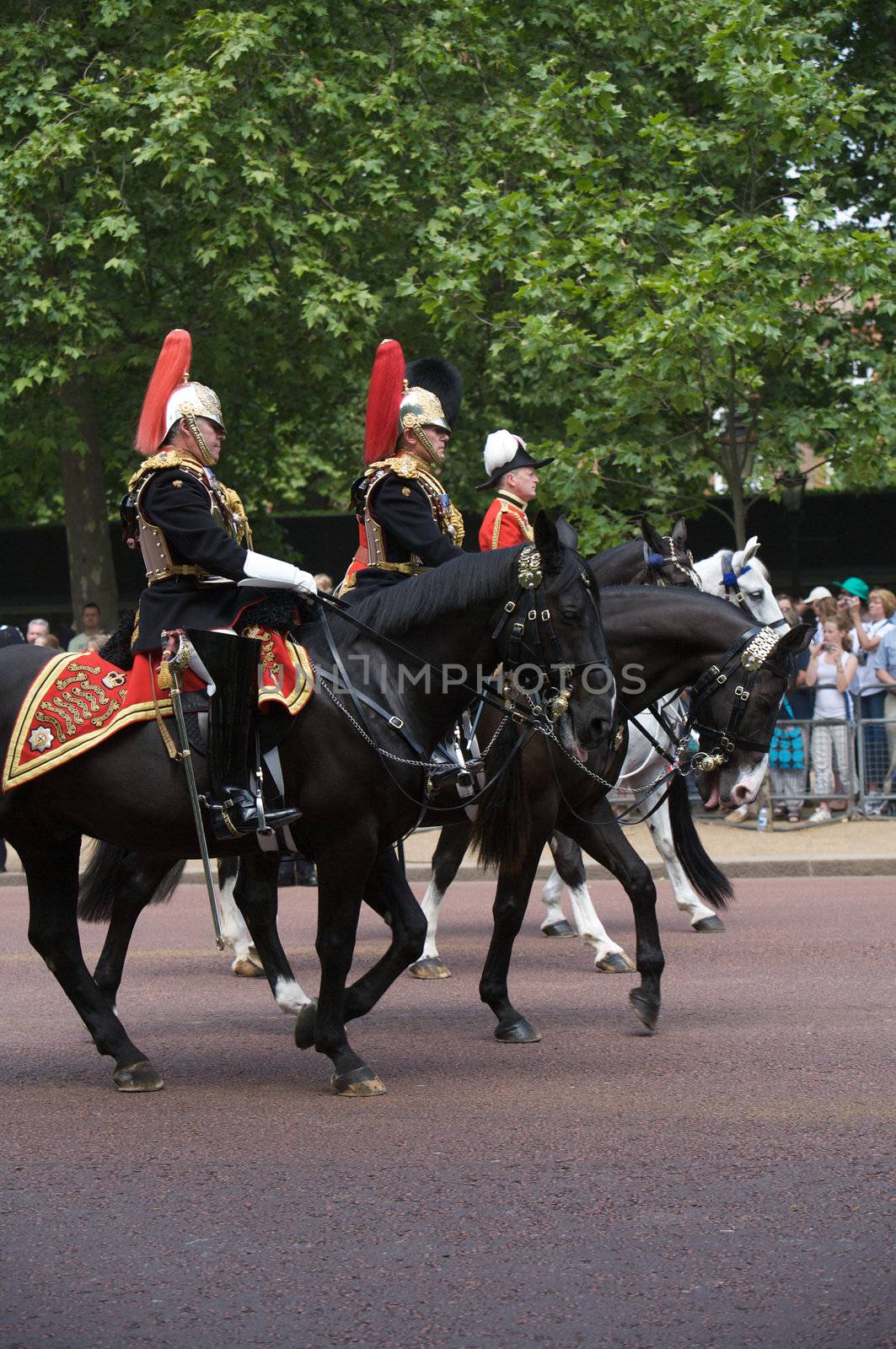 Trooping of the colors ion the Queen's birthday, one of London's most popular annual pageants.