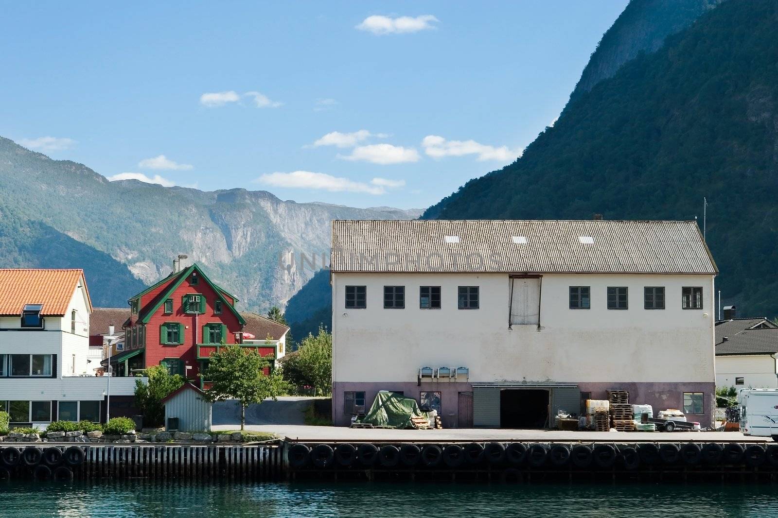 Mountain Village in a Fjord by leaf