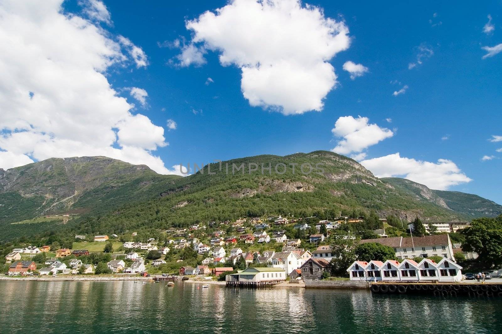 Mountain Village in a Fjord by leaf