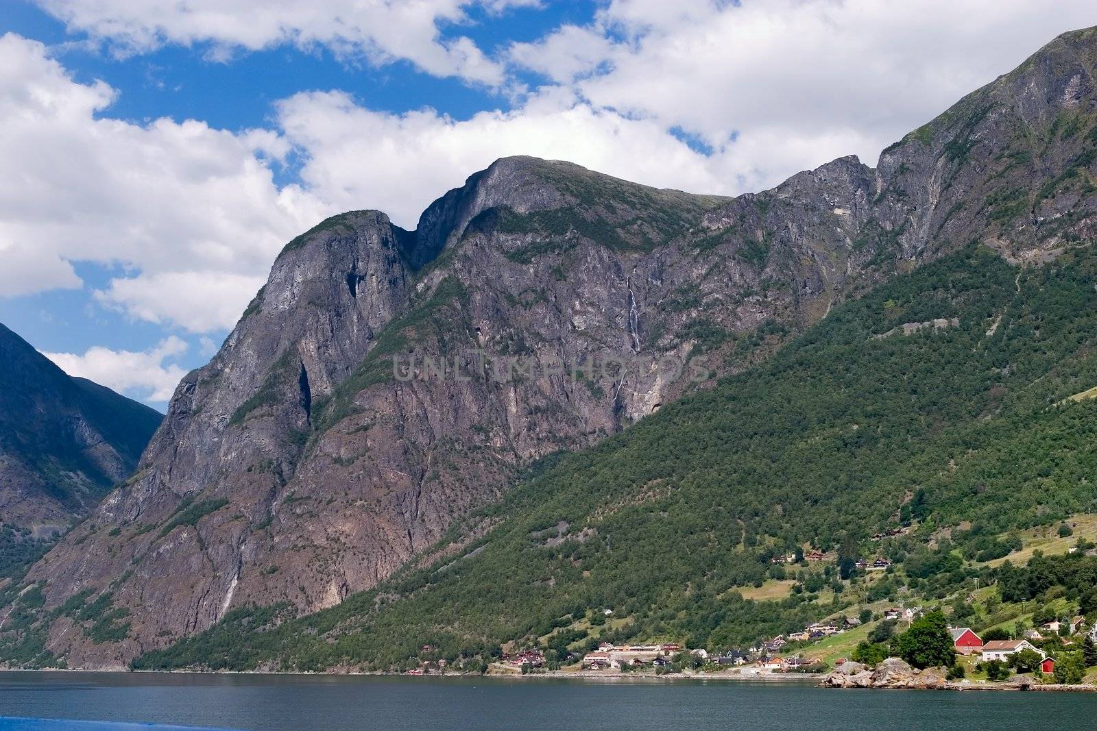 Fjord Scenic from the pass between Aurlandsfjord and naeroyfjord (n�r�yfjord), in Sognefjord, Norway