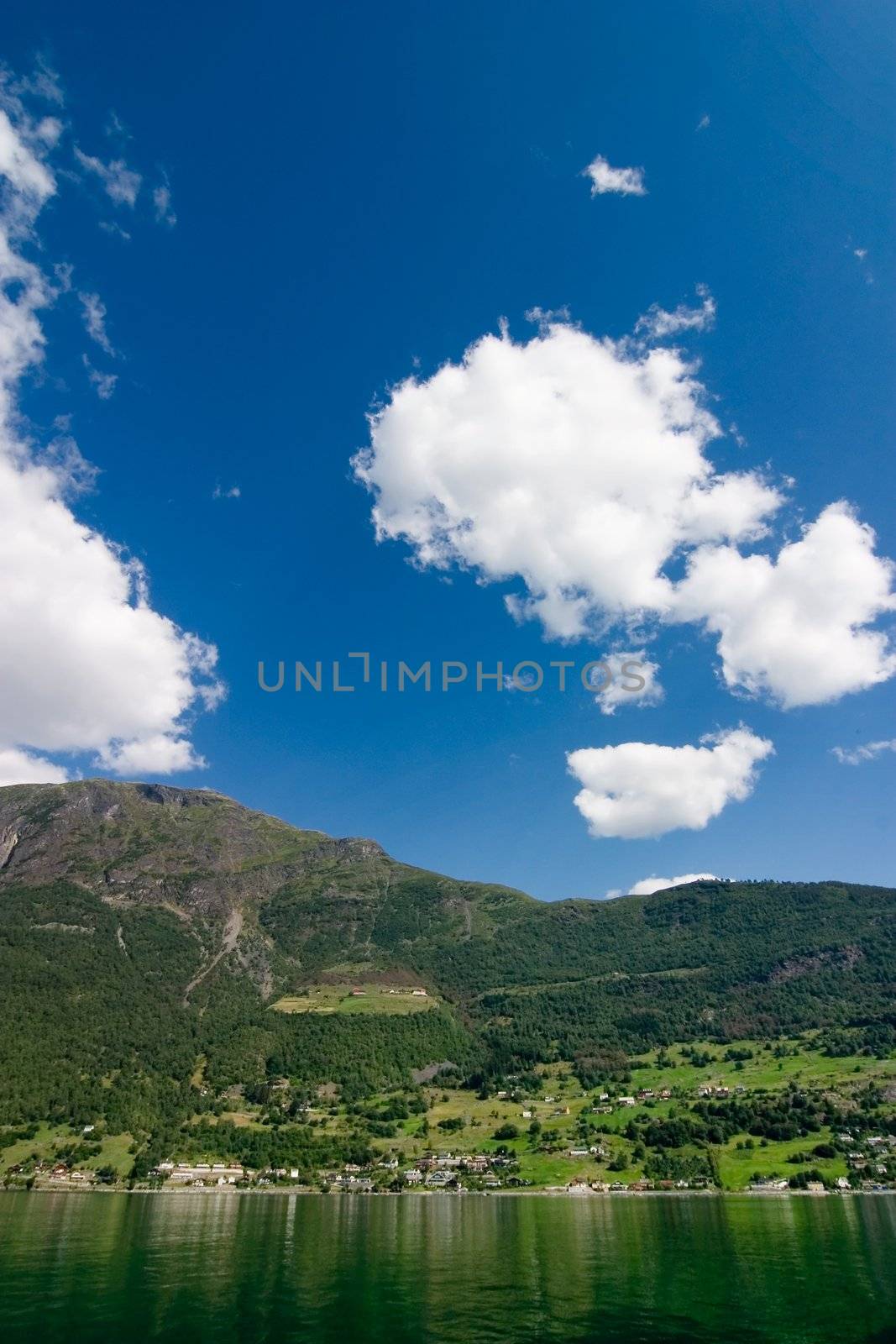 Fjord Scenic from the pass between Aurlandsfjord and naeroyfjord (n�r�yfjord), in Sognefjord, Norway