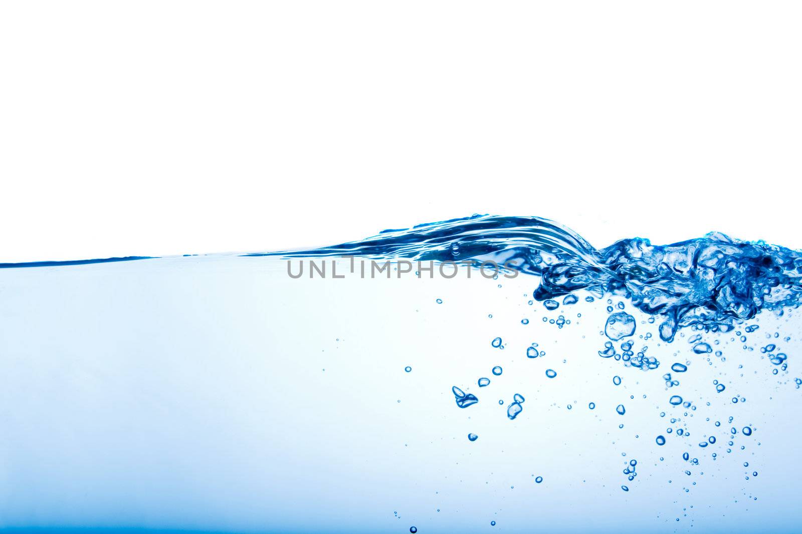 Blue water wave over a white background
