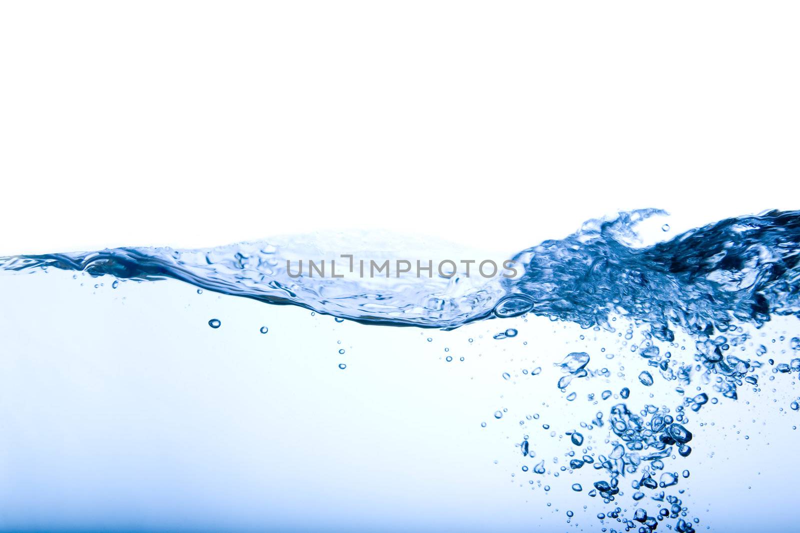 A water background image of bubbles and waves