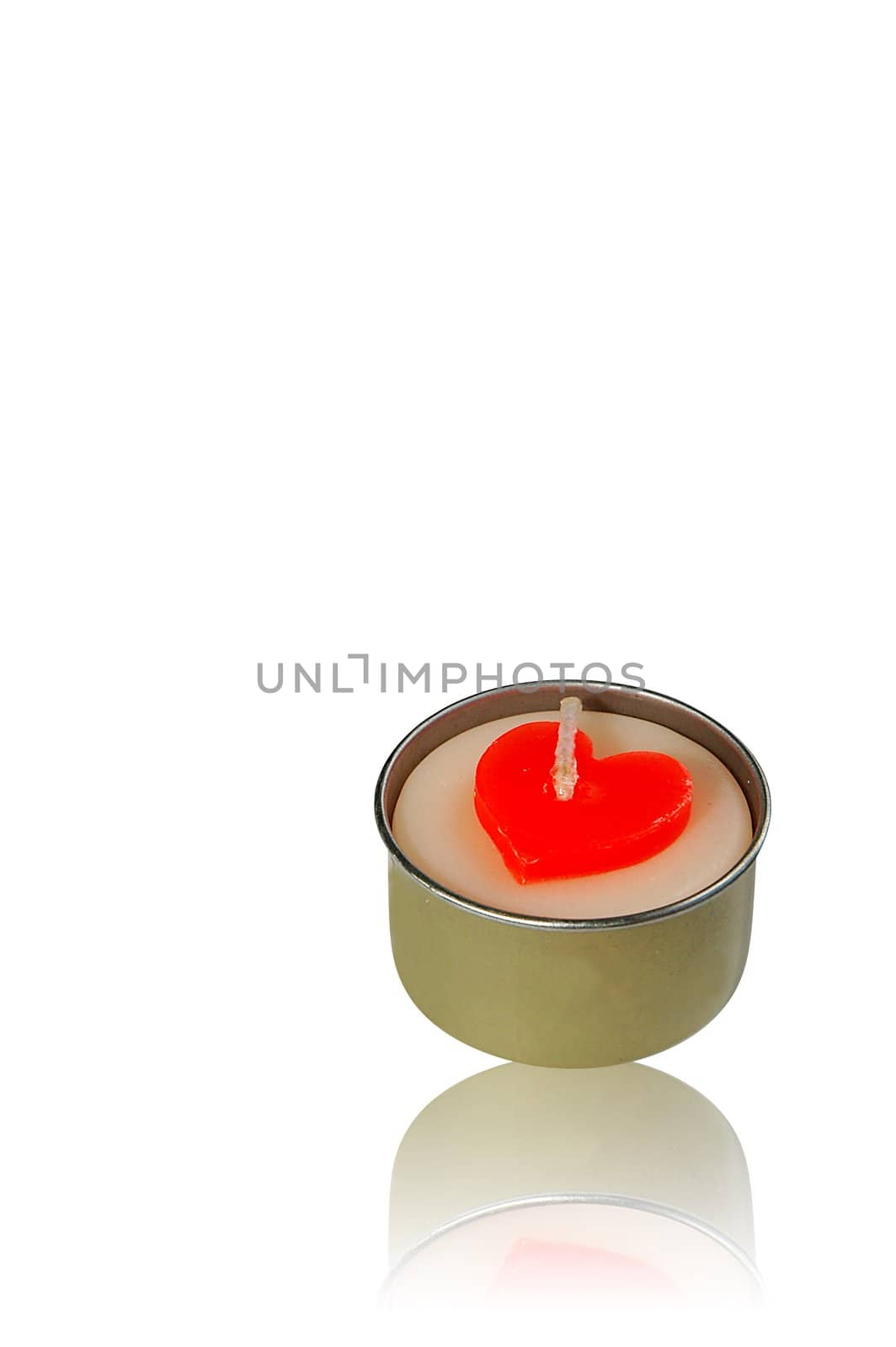 Heart shaped love candle with clipping path