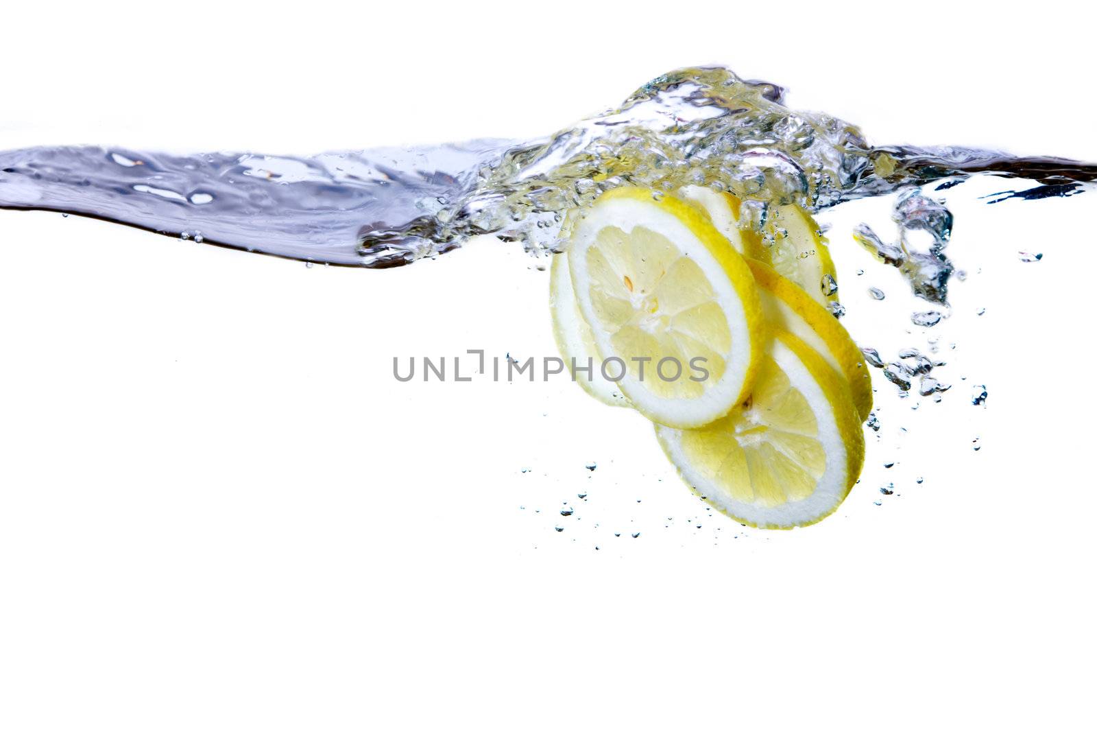 Lemon Slice and Water by leaf