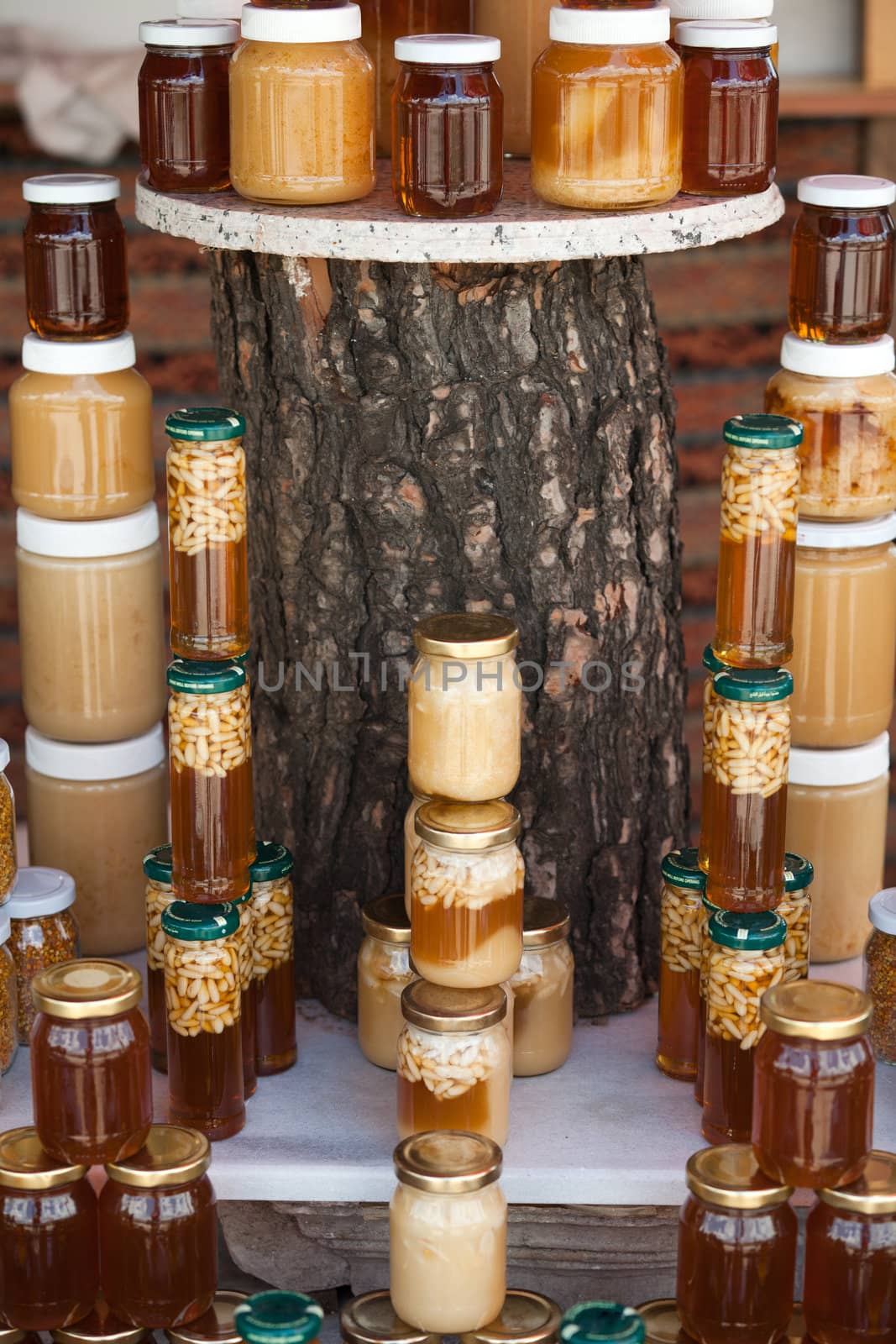 Homemade honey on the street market
