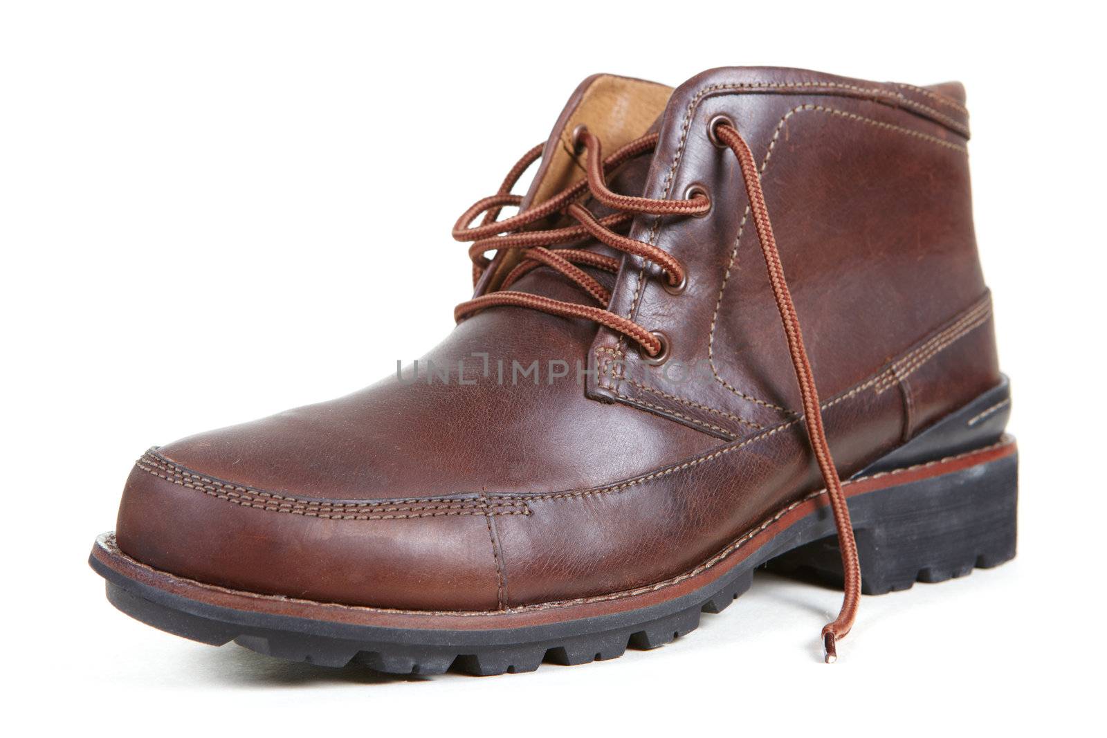 Brown man shoes on a white background