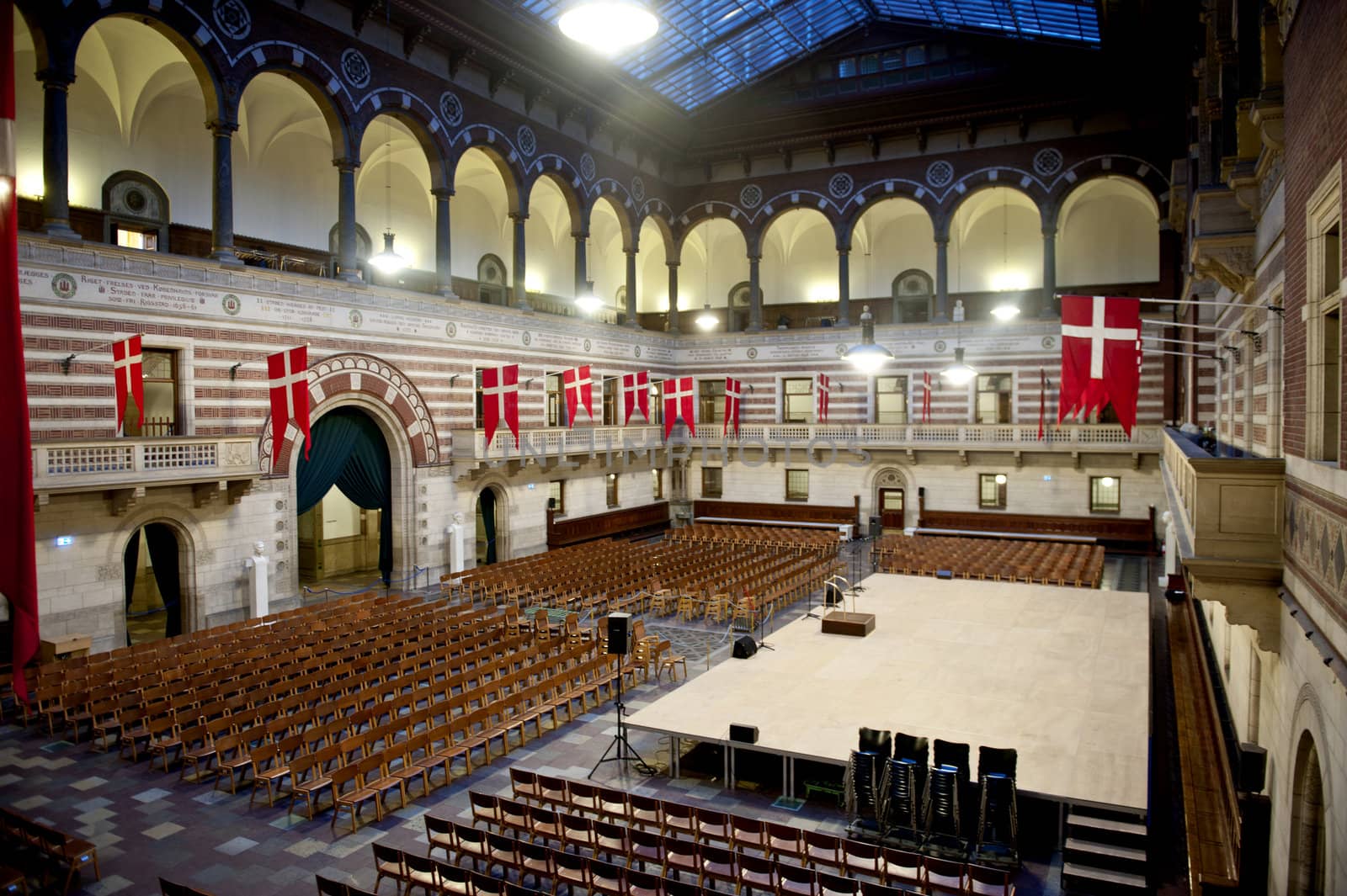 The interior of Copenhagen City Hall, Denmark