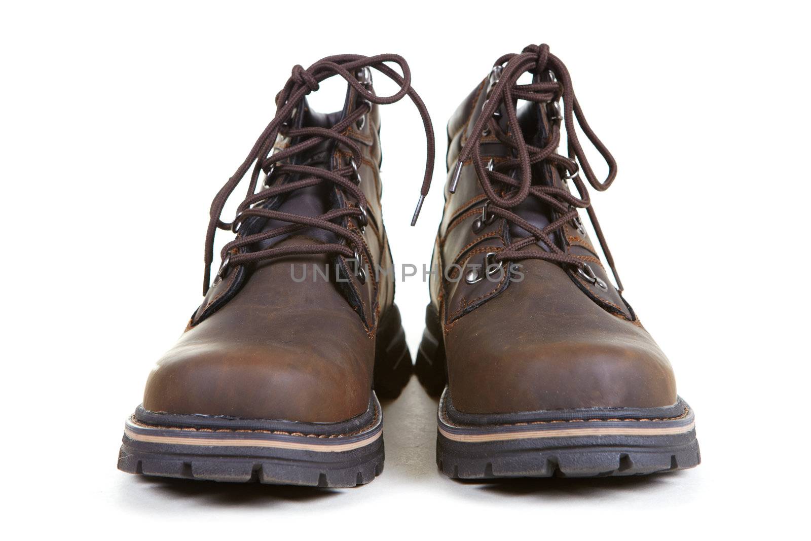 Brown man shoes on a white background
