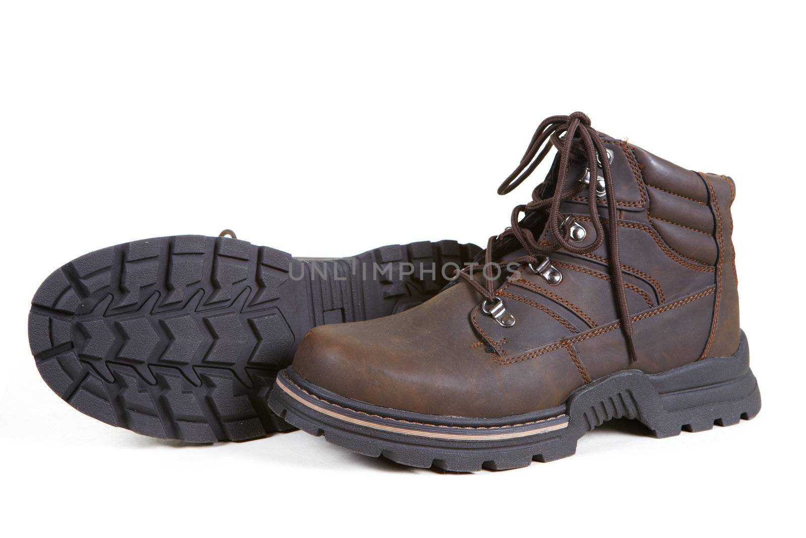 Brown man shoes on a white background