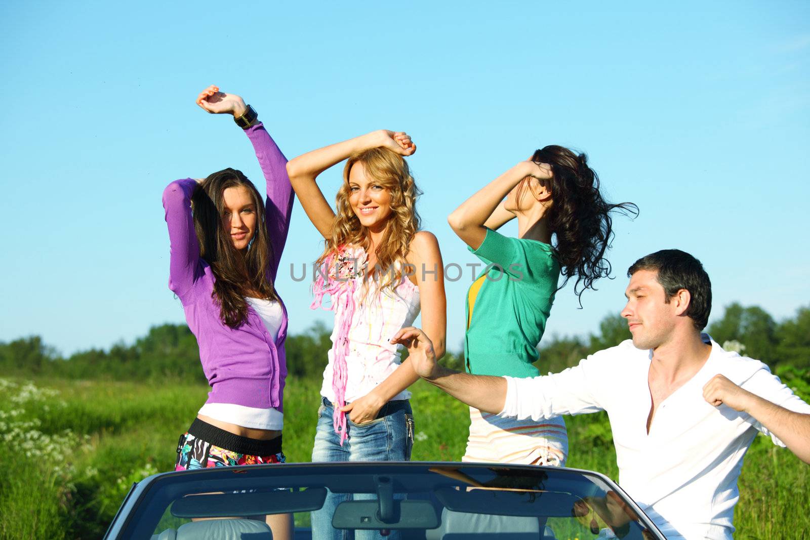 people group  fun  in cabriolet