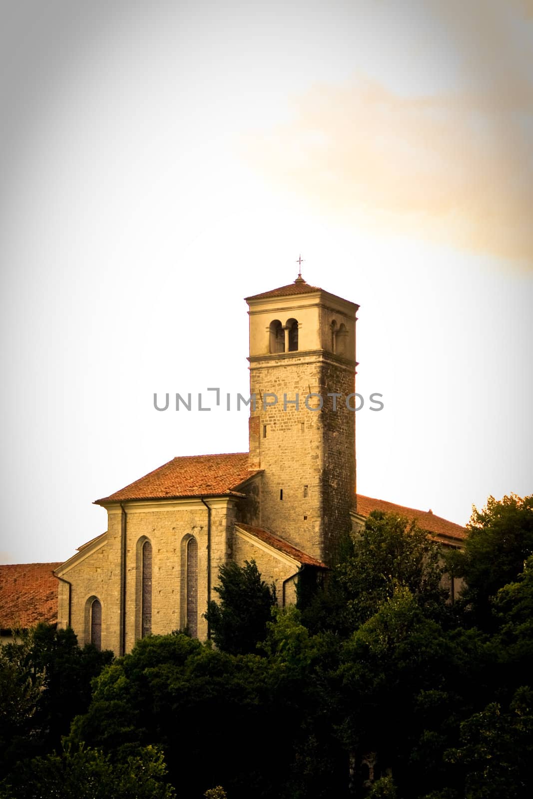 Bell tower of St. Francesco church in Cividale del Friuli, - Italy