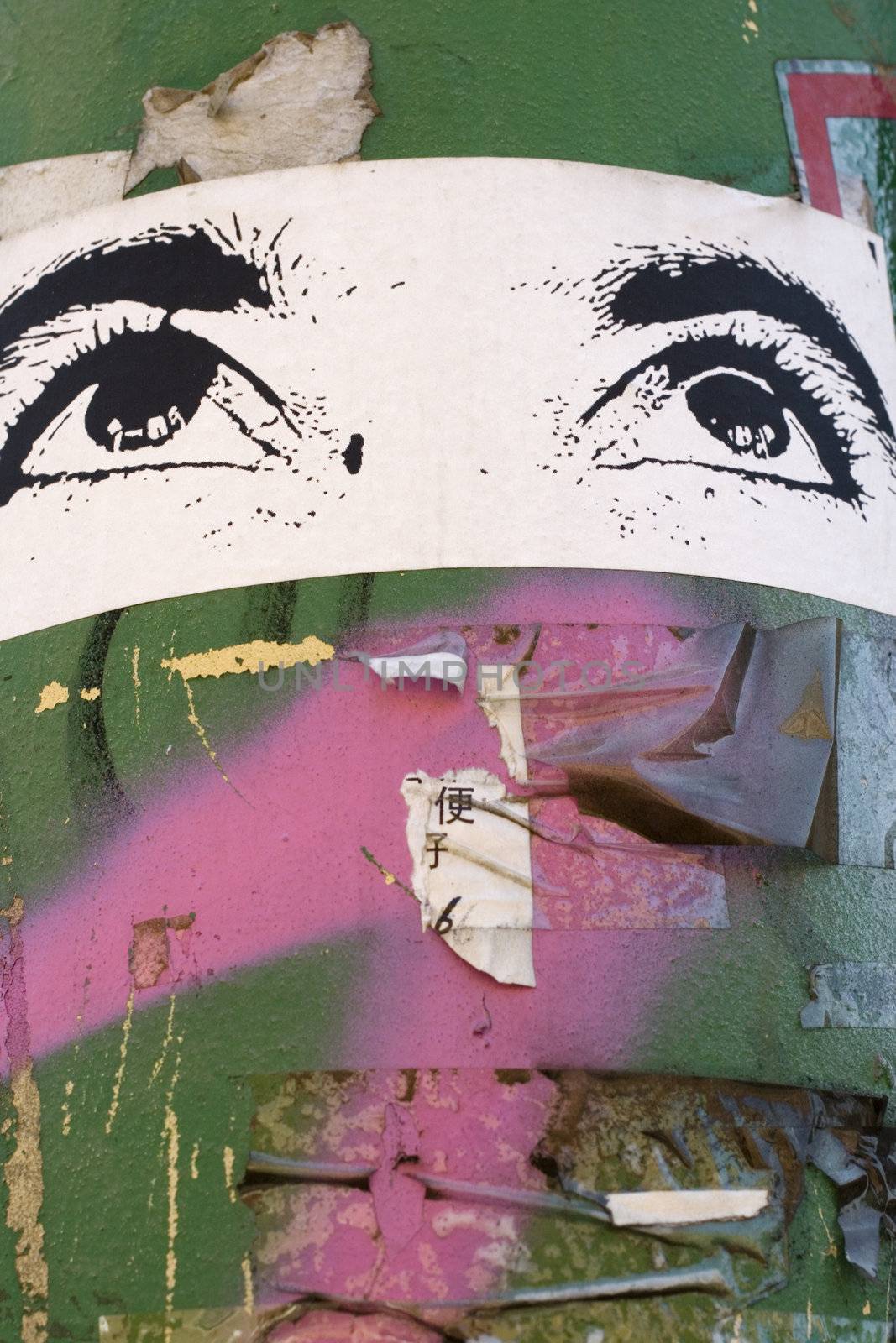 Photo of Eyes sticker, urban art in Milan