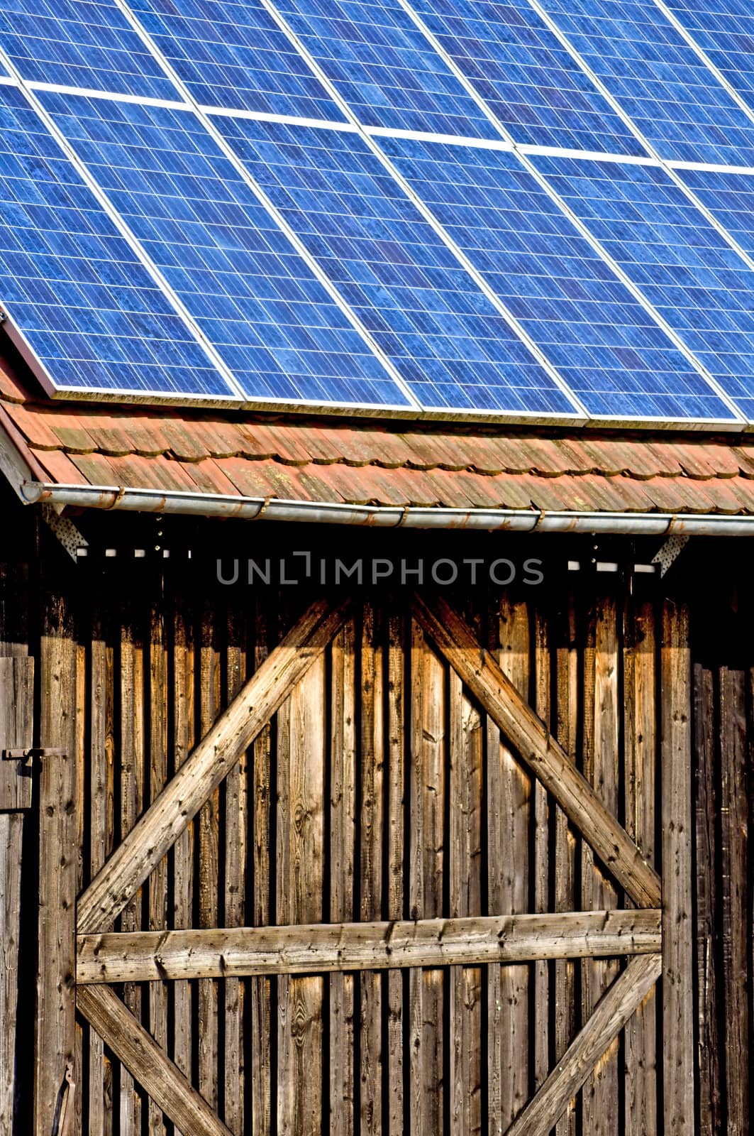 Solar panel on old barn