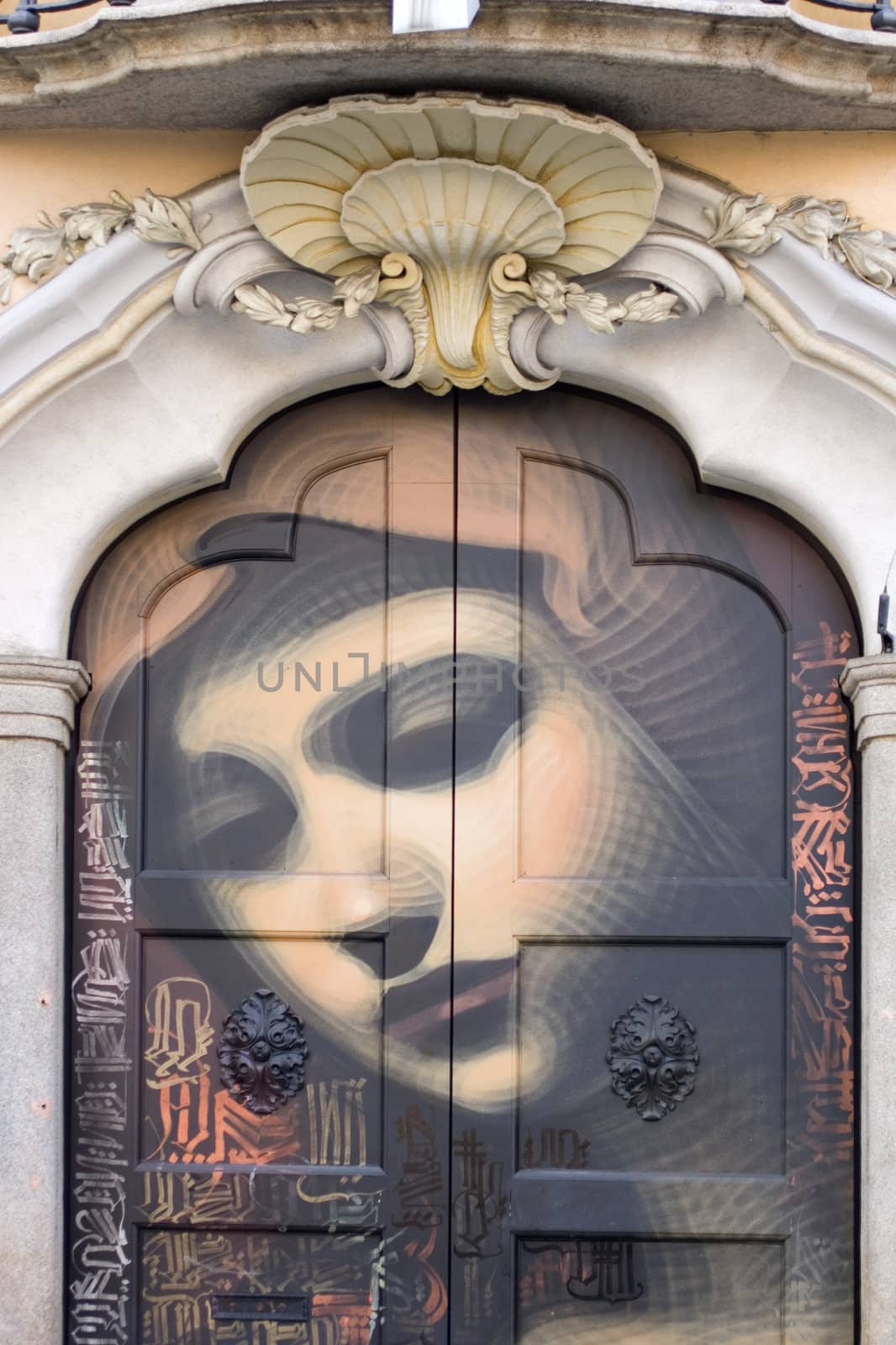 Virgin Mary painted on a door, Milan