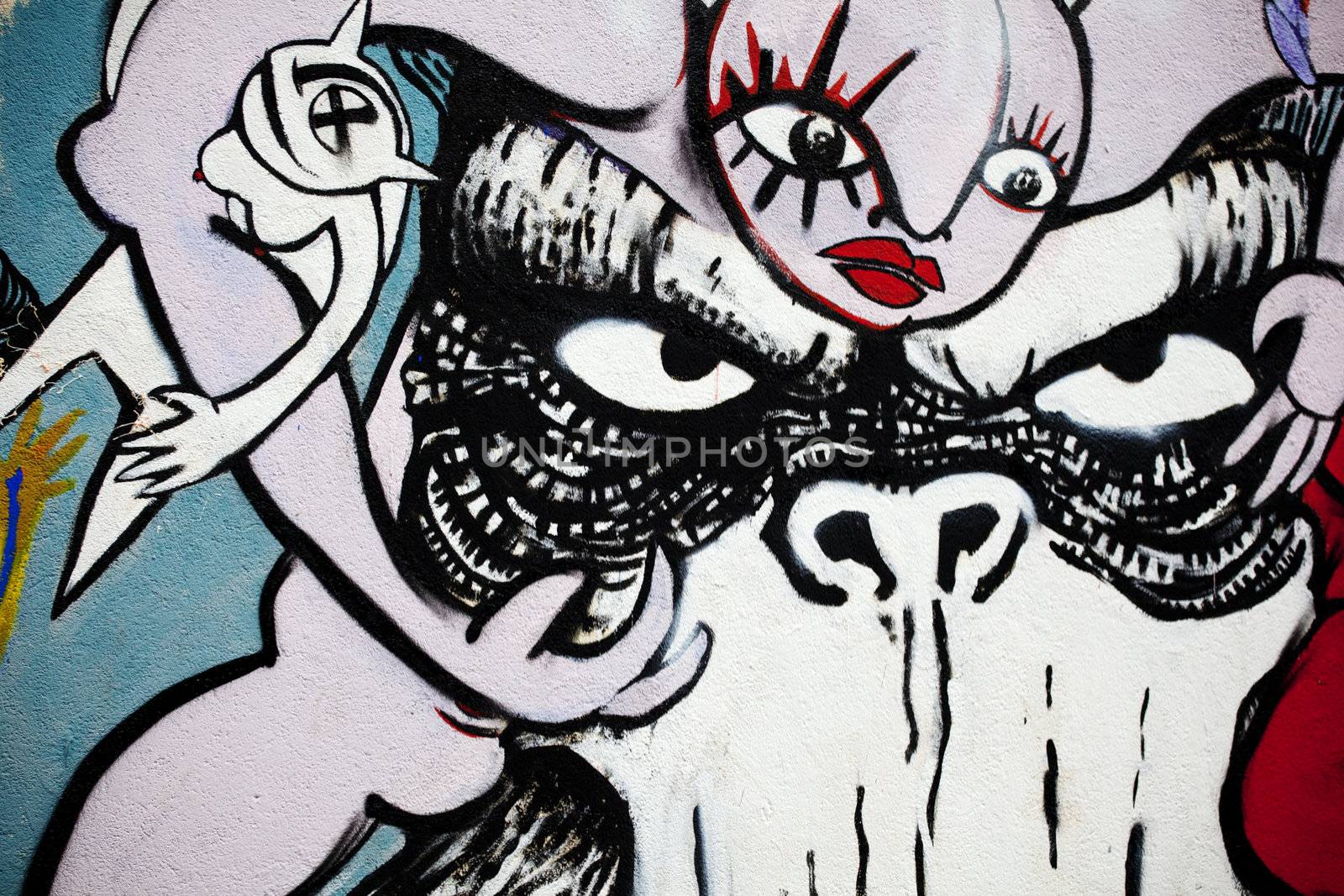 Monsters painten on the wall - Graffiti